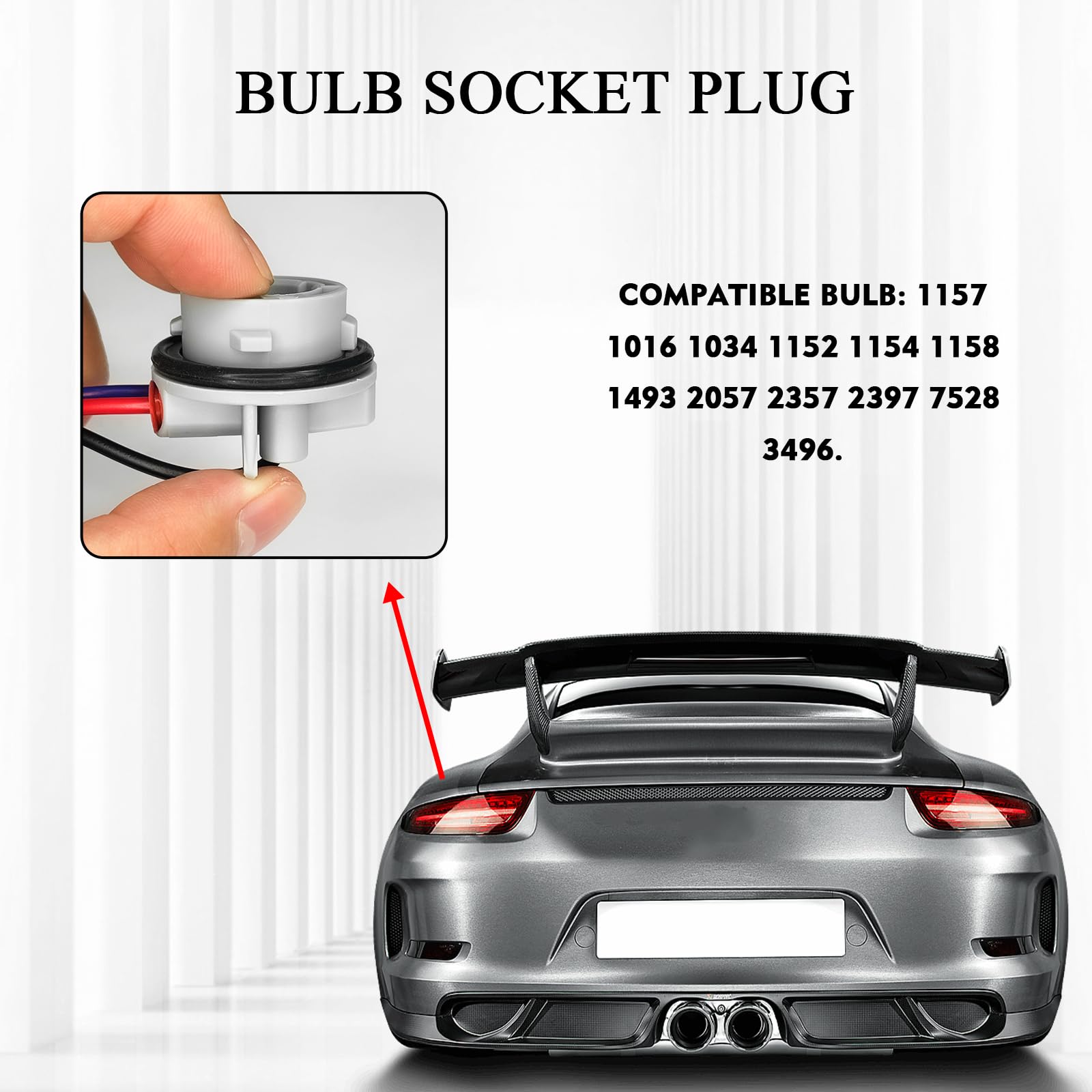 Tobenbone 1157 LED Bulb Socket Holder, Waterproof Turn Signal Tail Light Brake Light Base Plug Connector, Backup Light Pre-Wired