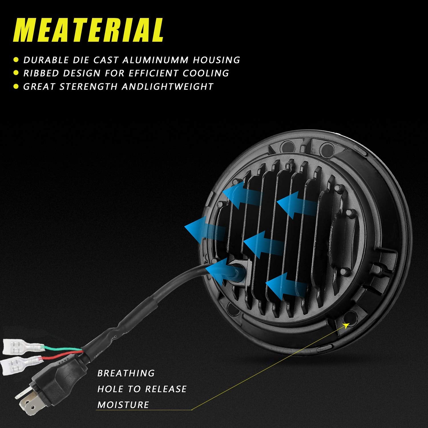 Yeego Direct 7 Inch Led Headlights Red Halo Ring Angel Eyes Daytime Running Light Drl Turn Signal High/Low Beam For Wrangler 199