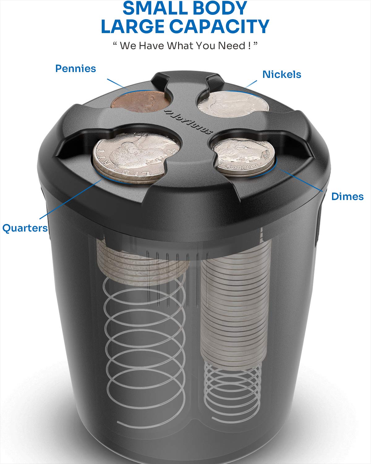 Joytutus Universal High Capacity Car Coin Holder For Cup, Change Holder Compatible With Most Trucks Accessories, Sort Penny, Qua