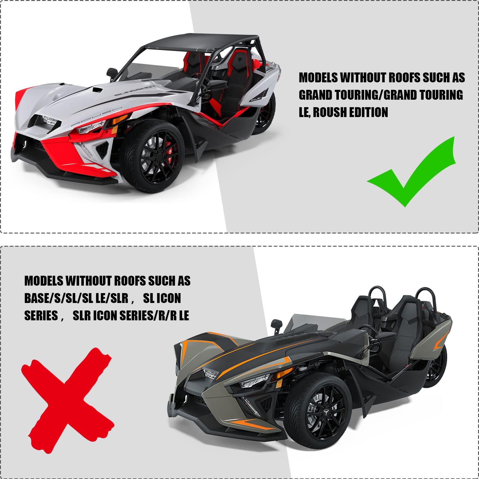 Waterproof Go Kart Cover Replace for 2015-2022 Polaris Slingshot Base/S/SL/SL LE/SLR/SL Icon Series/SLR Icon Series/R/R LE Model