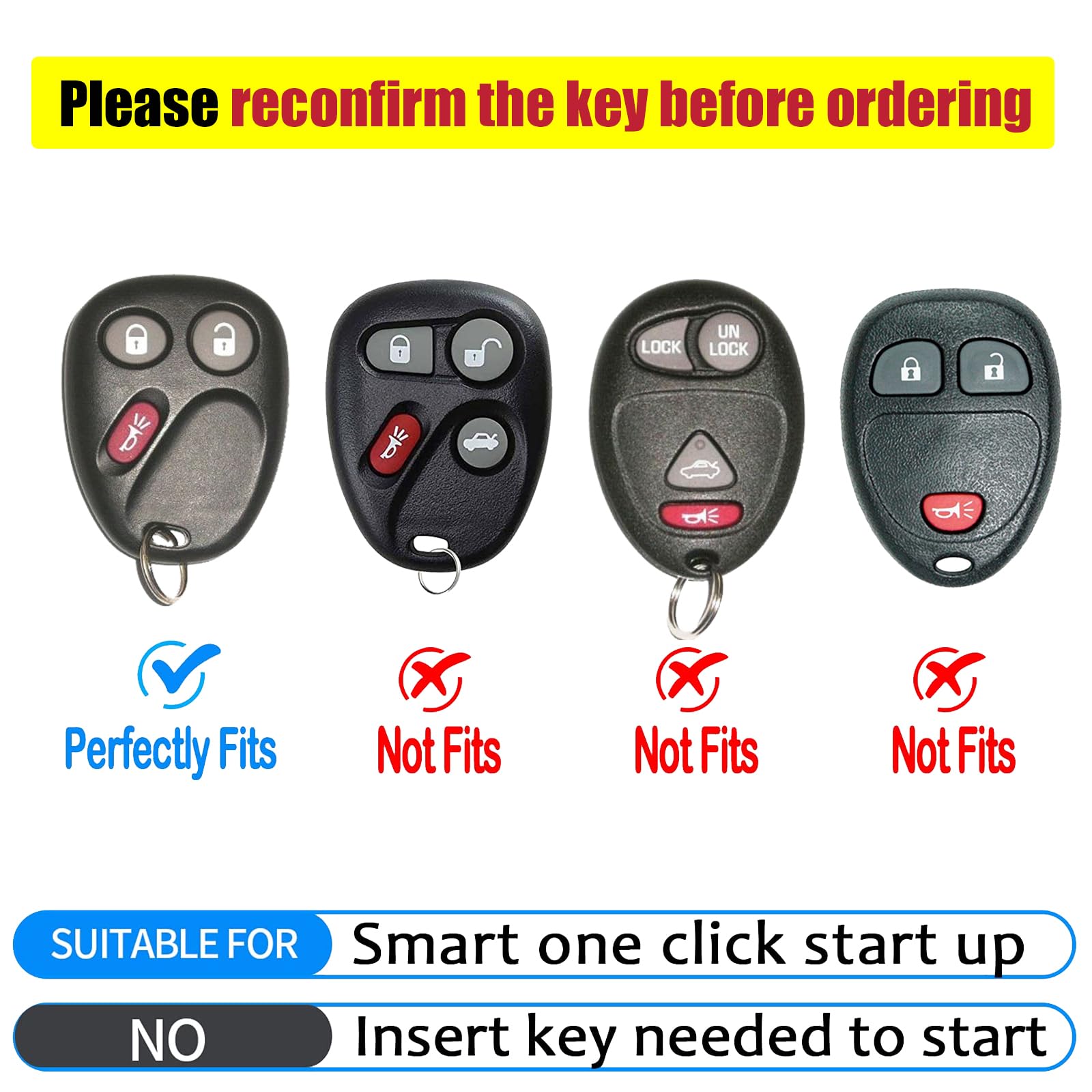 CHATYYD for Chevy Key Fob Cover, Soft TPU Car Key Cover Compatible with 2002-2007 Chevy Silverado Avalanche Suburban Trailblazer