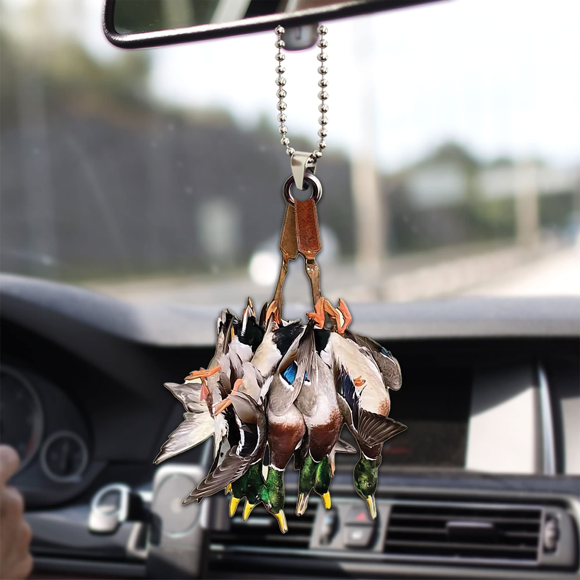 Talataca Duck Hunting 2D Flat Car Rear View Mirror Accessories Christmas Tree Ornament Decoration Hanging Charm Interior Rearvie