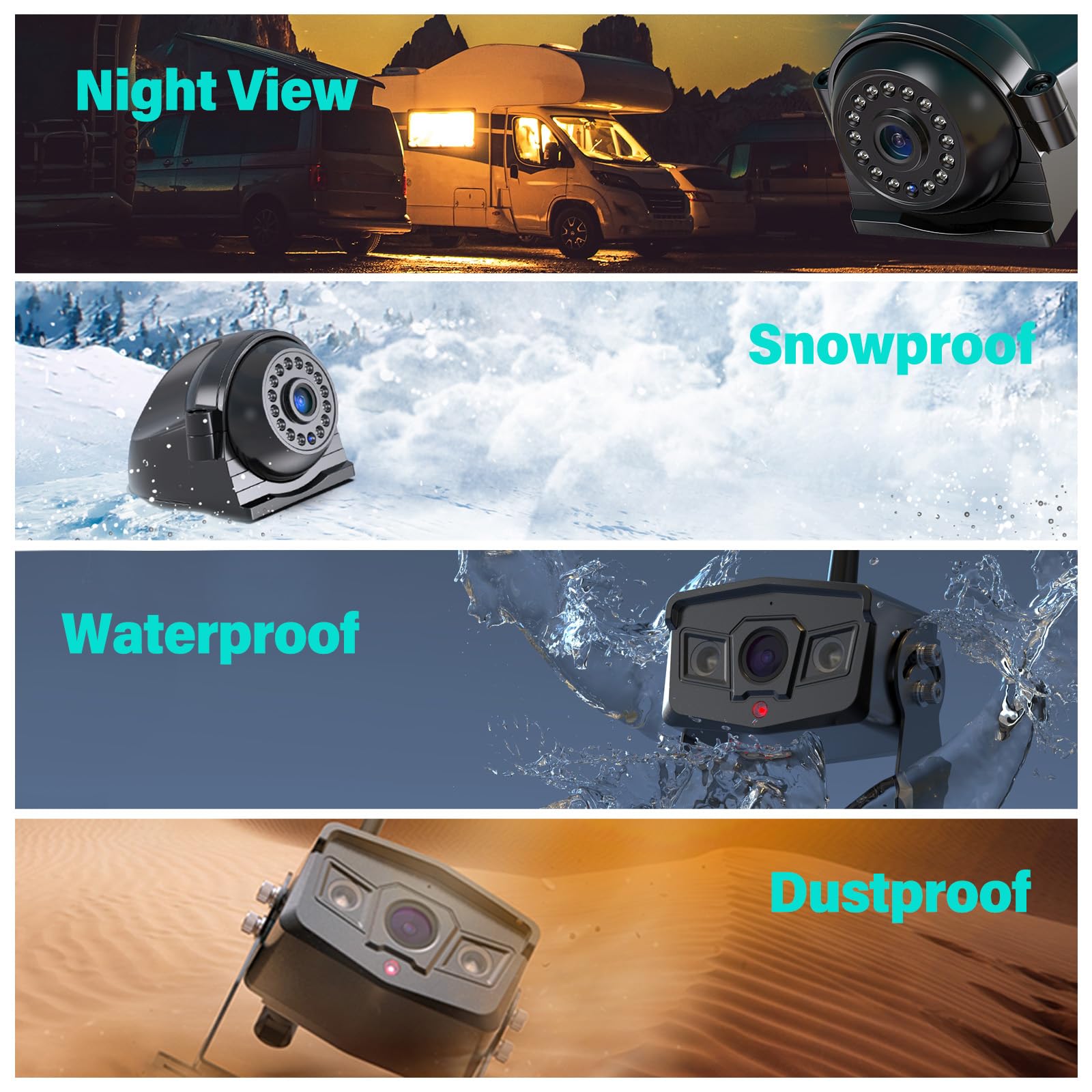 Nuoenx 10'' Wireless Backup Camera System For Truck, Hd 1080P Digital Back Up Camera System With 10 Inch Quad Split Loop Recordi