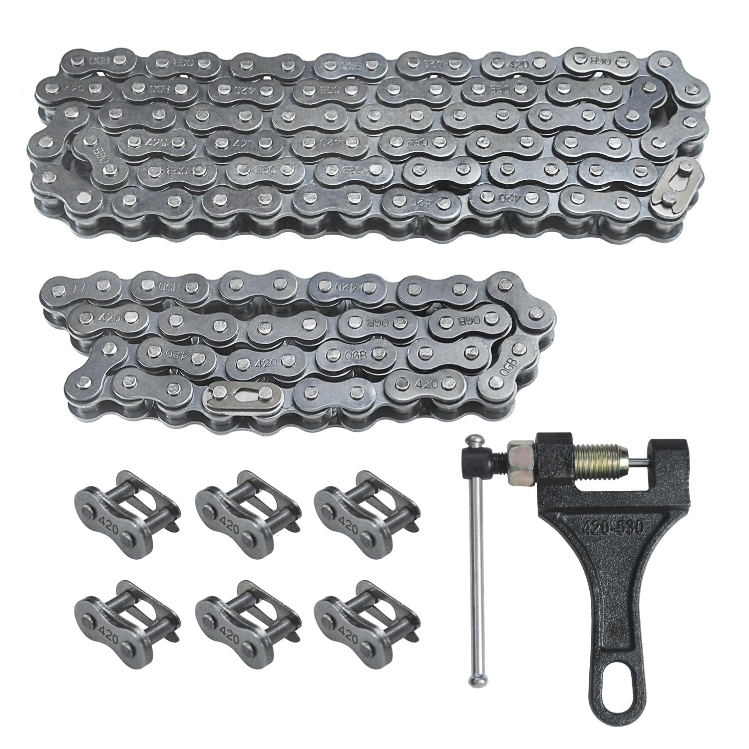 Holato Front #420 Roller Chain 42 + Rear 90 Link With Drive Chain Breaker Kit For 196Cc 212Cc 6.5Hp Coleman Ct200U Ct200U-Ex Bt2