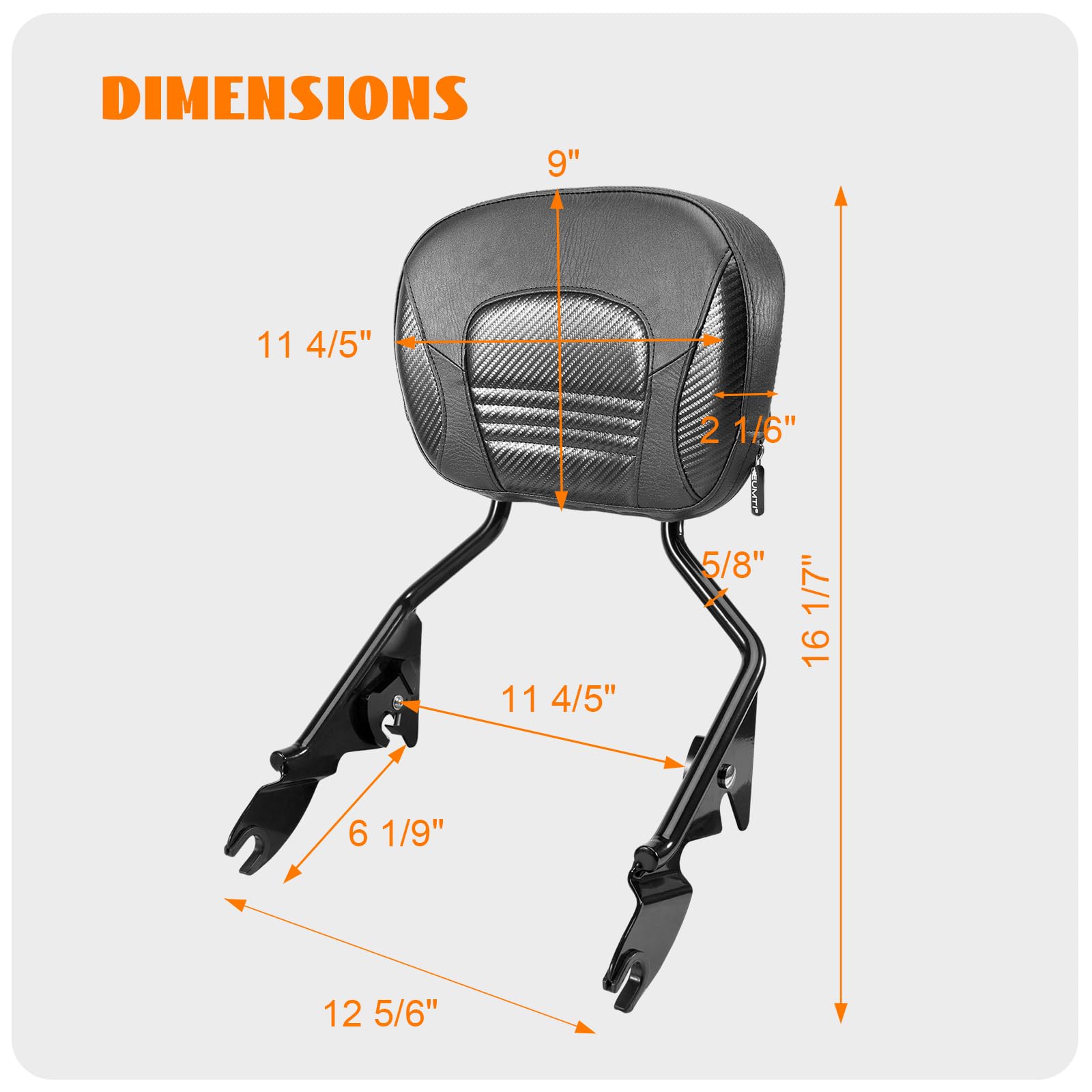 Eumti Detachable Sissy Bar Upright For Harley Touring 2009-2024, Rear Passenger Backrest Pad Compatible For Street Glide Road Glide Flhr Flhx Flht Fltr Electra Glide Road King Ultra Limited Cvo