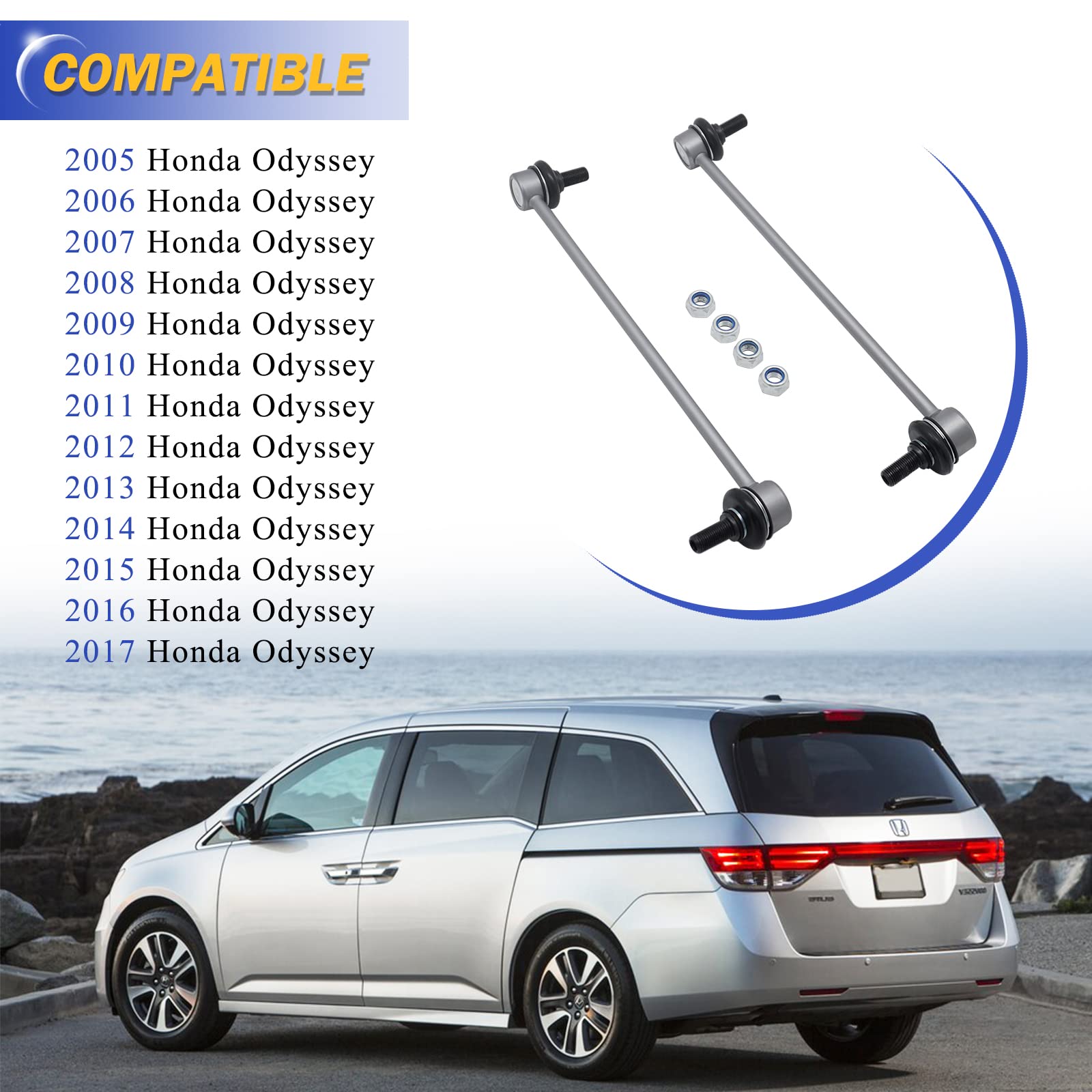 Zinc-Nickel Alloy Stabilizer Sway Bar Links For 2005-2017 Honda Odyssey K750304