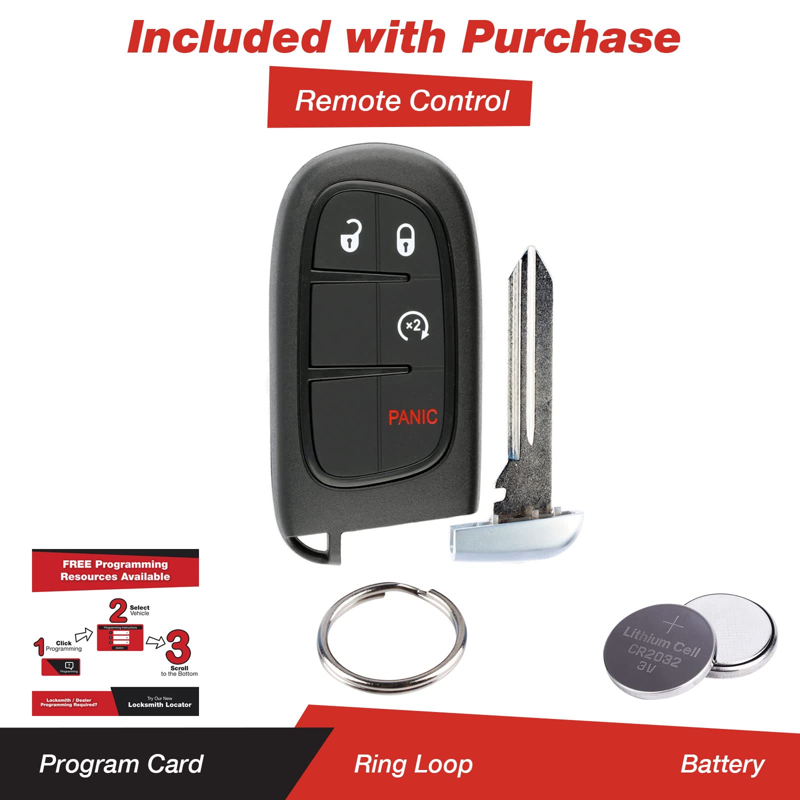 Keylessoption Keyless Entry Remote Start Smart Car Alarm Key Fob For 2013-2018 Ram 1500, 2500, 3500 Gq4-54T