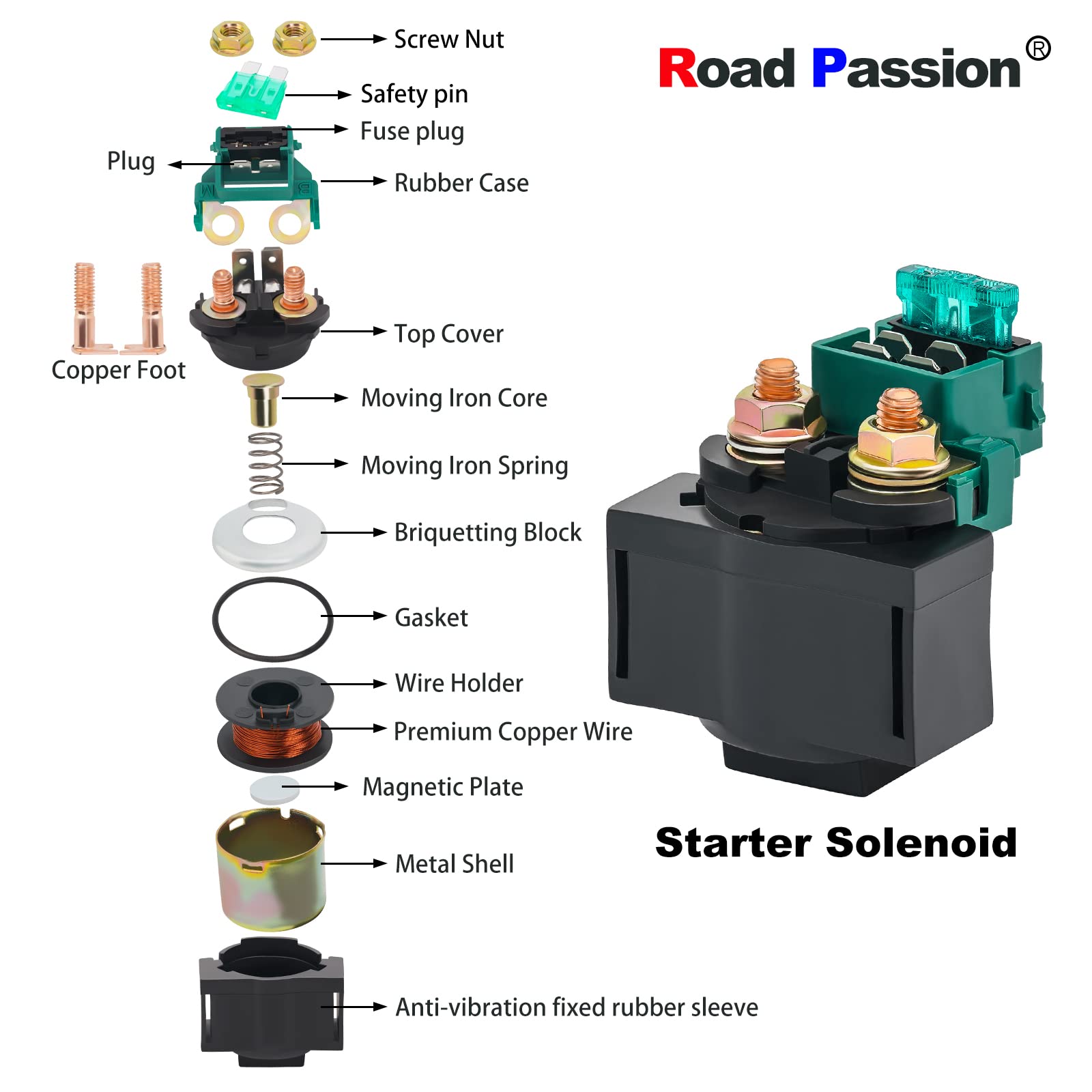 Road Passion Starter Solenoid Relay For Honda Vt600C Shadow Vlx 583Cc 1988-2007 Vt600Cd Shadow Vlx Deluxe 1993-2007