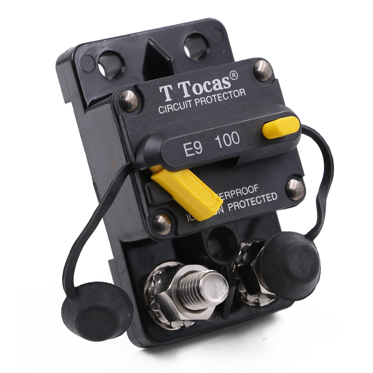 T Tocas Hi-Amp 100A Surface-Mount Circuit Breaker Double 3/8 '' Stud With Manual Reset Switchable For Car Audio Rv Automotive Ba