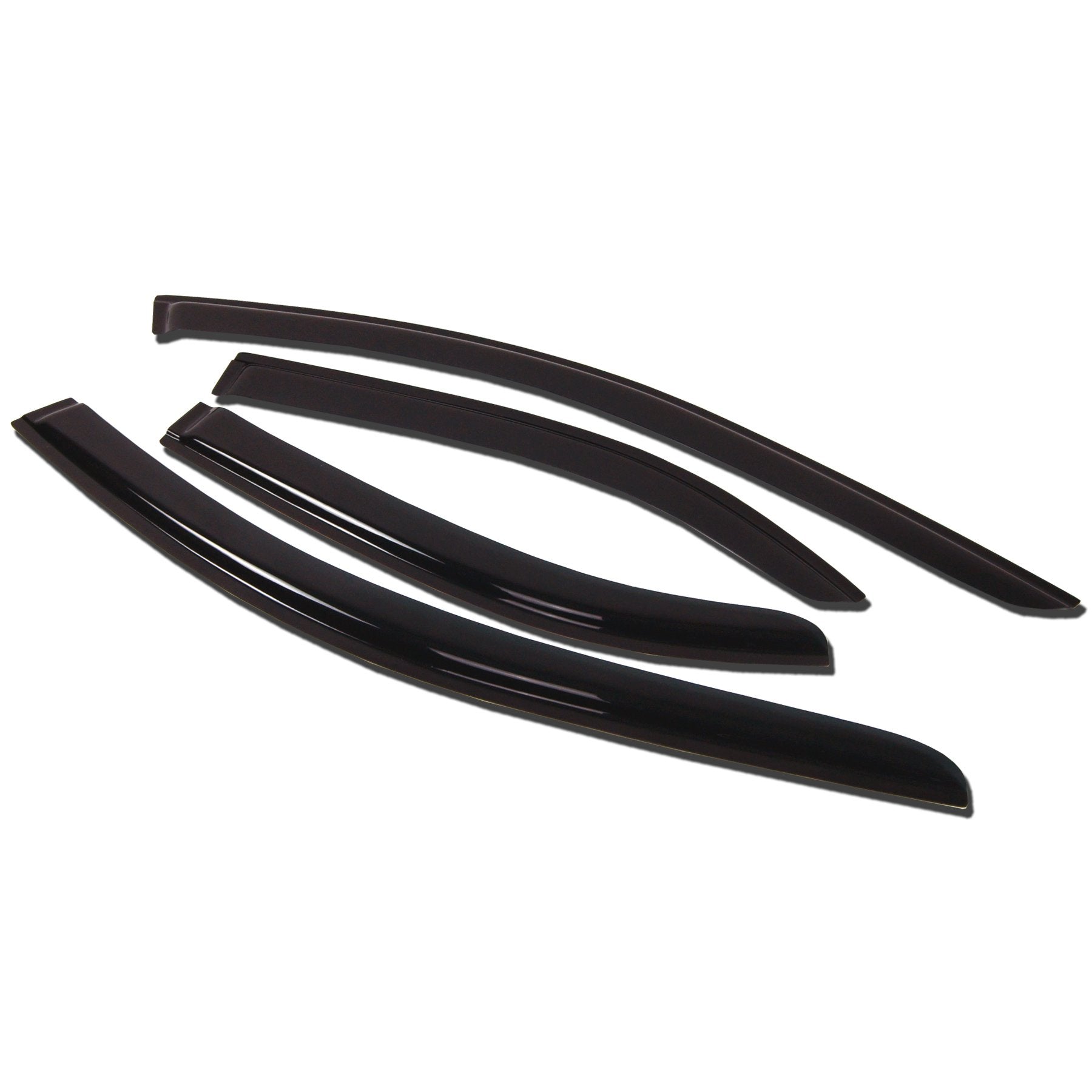 TuningPros WV-485 Window Visor Deflector Rain Guard Dark Smoke 4-pc Set