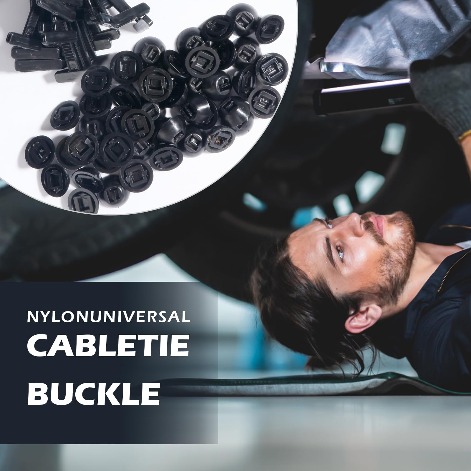 Dannir 50PCS Nylon Universal Cable Tie Buckle, New Multifunctional Cable Ties Tool Fasteners, UV Resistant Automotive Zipper Cli