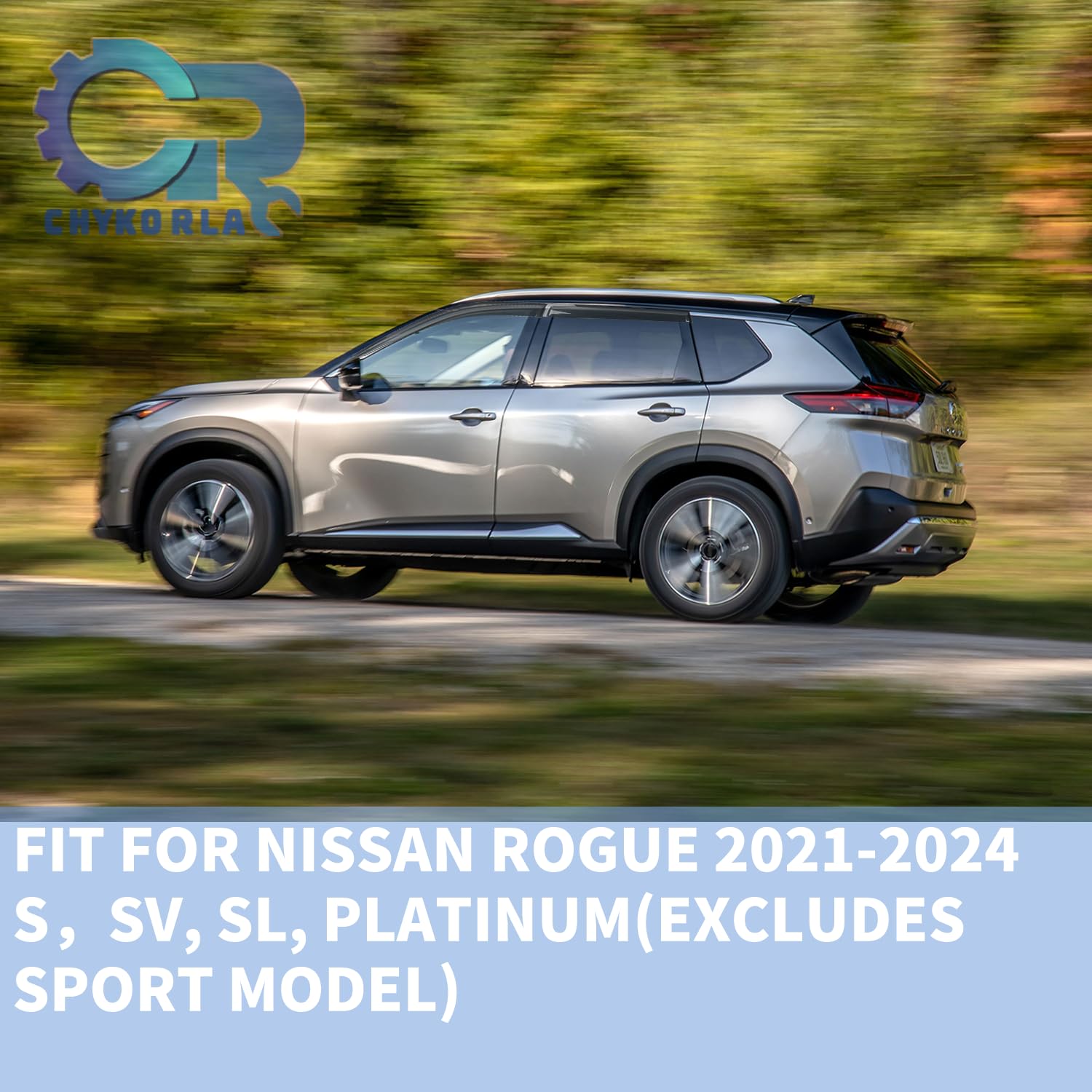 4 PCS Rain Guards Fit for 2021-2024 Nissan Rogue S, SV, SL, Platinum, Outside Mount Side Window Visor Deflectors, Smoke Tinted V