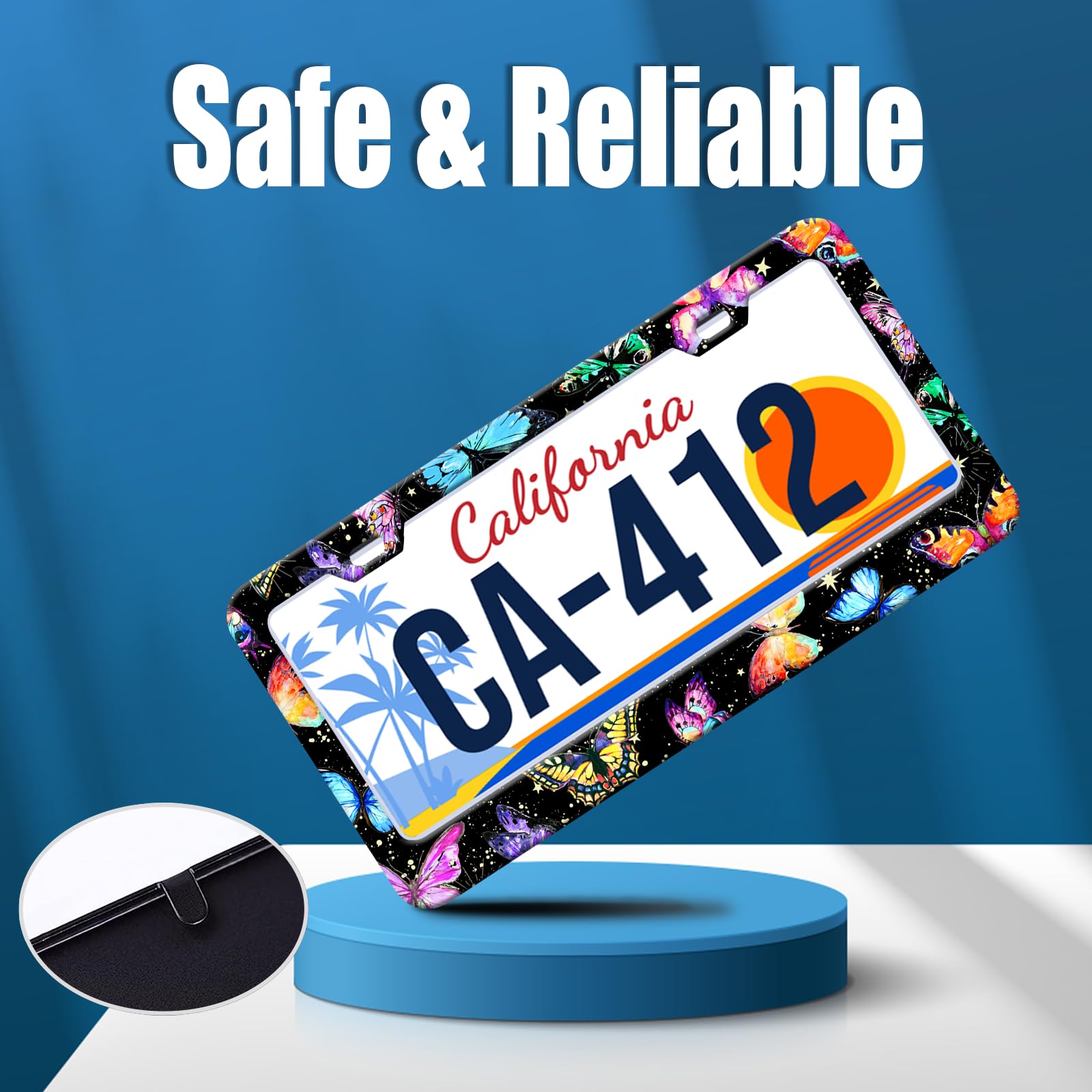 Colorful Butterflies License Plate Frames Watercolor Animal Insect License Plate Holder for Car Decor Parts Personalized Stainle