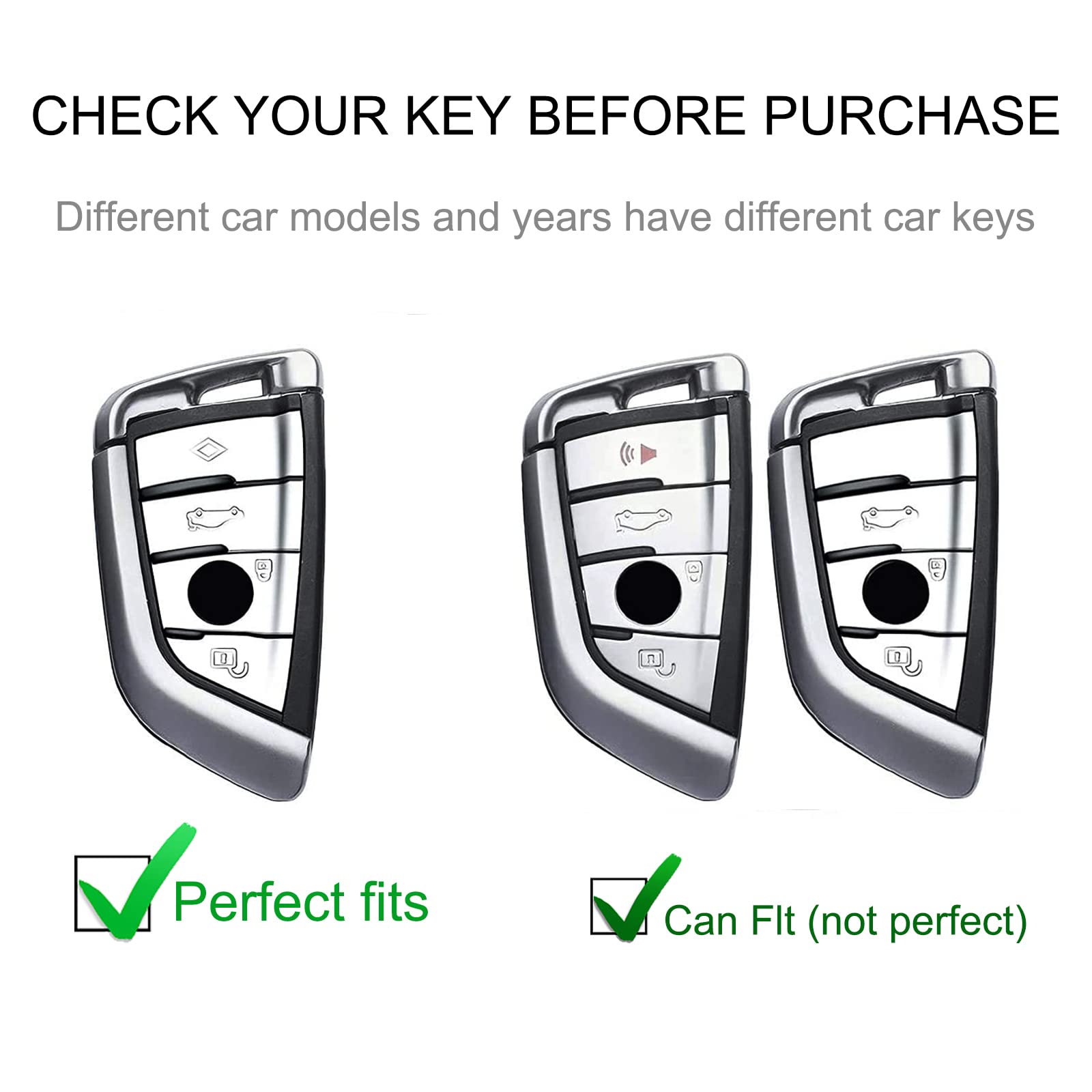 Cacarlike For Bmw Key Fob Cover With Bmw Keychain, Car Key Fob Case Compatible With Bmw X1 X2 X3 X5 X6 2 5 6 7 Series Smart Key