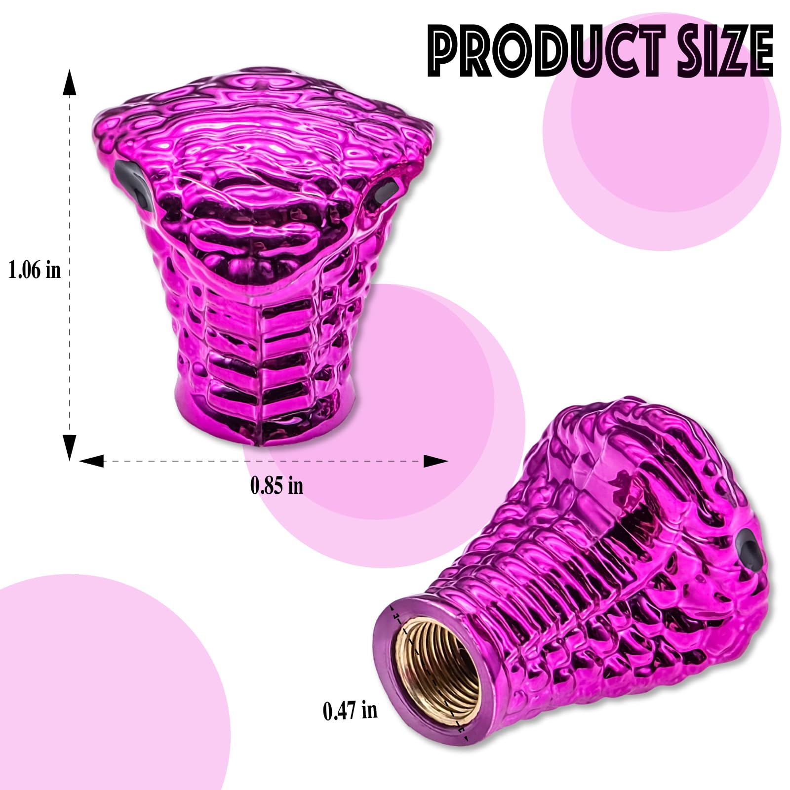 Meajoo 8Pcs Cobra Style Tire Valve Stem Caps, Snakehead Shape, Universal Copper Core Dustproof Tire Valve Stem Covers For Cars,