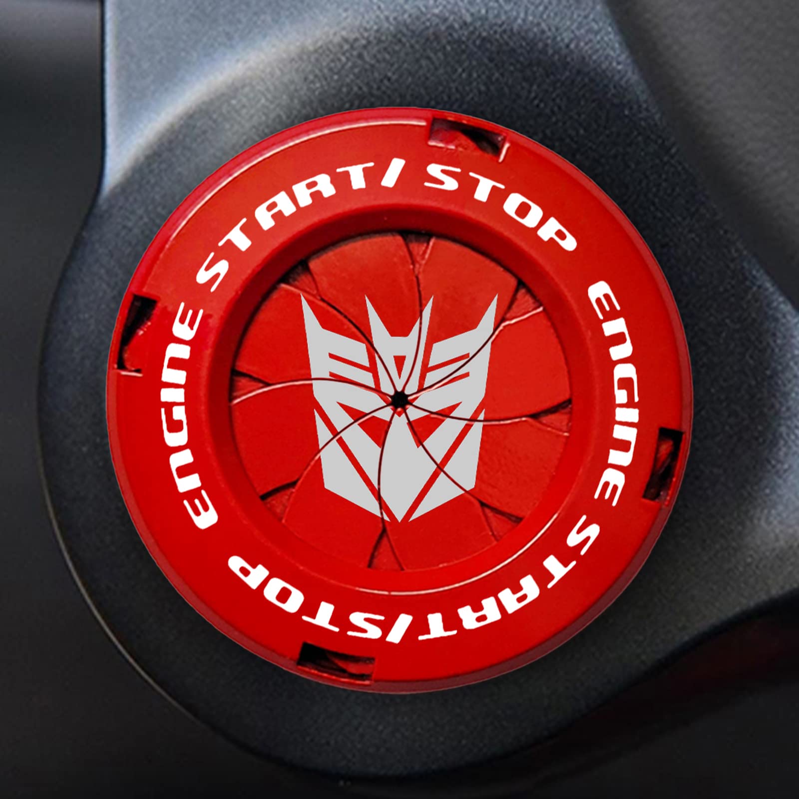 Tybasthe Rotary Push Start Button Cover, Transformers Car Accessories Engine Start Stop Button Cover, Decepticon Car Stickers In