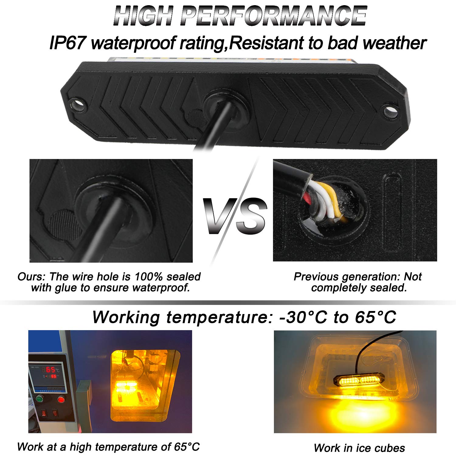 Aspl 8Pcs Sync Feature Ultra Slim 12-Led Surface Mount Flashing Strobe Lights For Truck Car Vehicle Led Mini Grille Light Head E