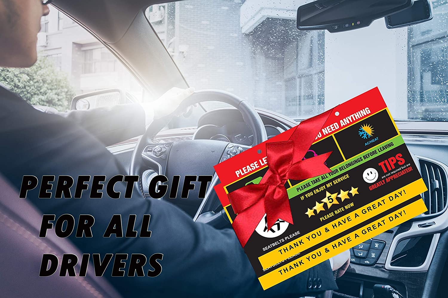 Rideshare Rating Tips Accessories Driver Signs Display Card (Pack Of 2) - All You Need For Your Business