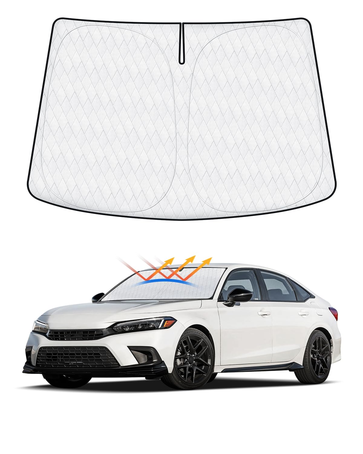 Cartist Windshield Sun Shade Custom Fit For Honda Civic 2022 2023 2024 2025 Accessories Foldable Car Front Window Sunshade Sun V