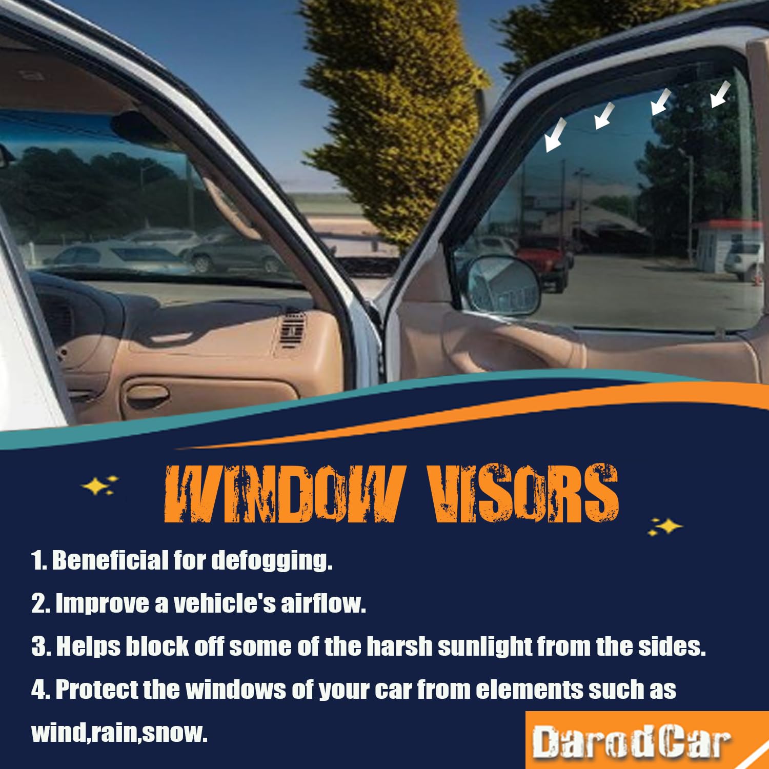 Side Car Window Visors Window Vent Shade Wind Deflectors Sun Rain Guards Compatible With 2014-2018 Chevrolet Silverado 1500 2500