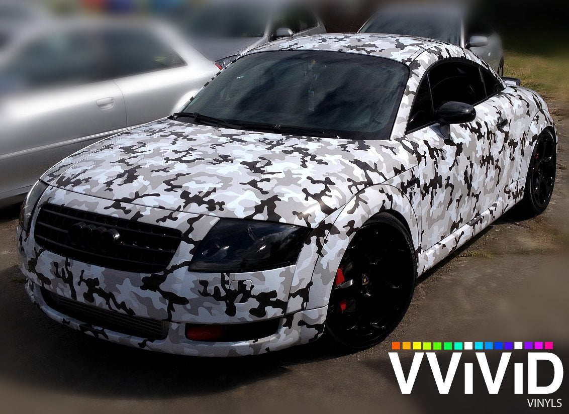Vvivid Vinyl Camouflage Pattern Wrap Air-Release Adhesive Film Sheets (2Ft X 5Ft, Snow Camo)
