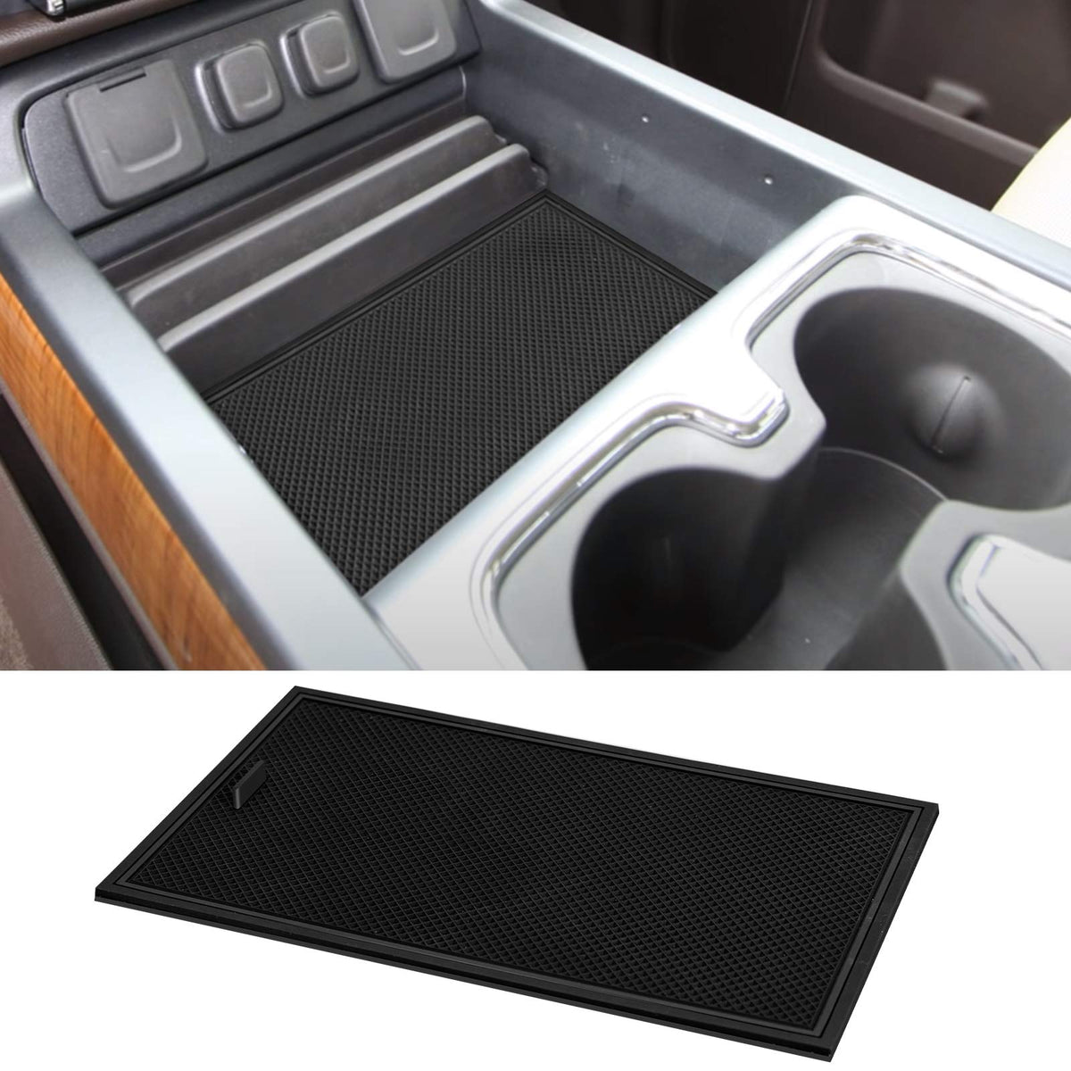 ROCCS Center Console Organizer Secret Compartment Cover Tray for GMC Sierra Accessories 2014-2018 1500 2500HD 3500HD Chevy Silve