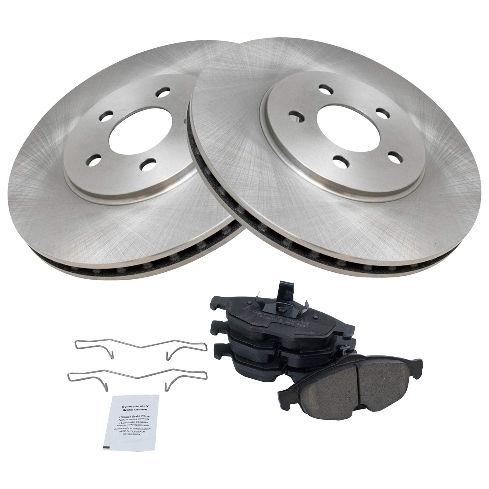 Trq Front Brake Pad & Rotor Kit Brake Pads Brake Rotor Ceramic Compatible With 2001-2006 Chrysler Sebring 2001-2005 Dodge Stratu