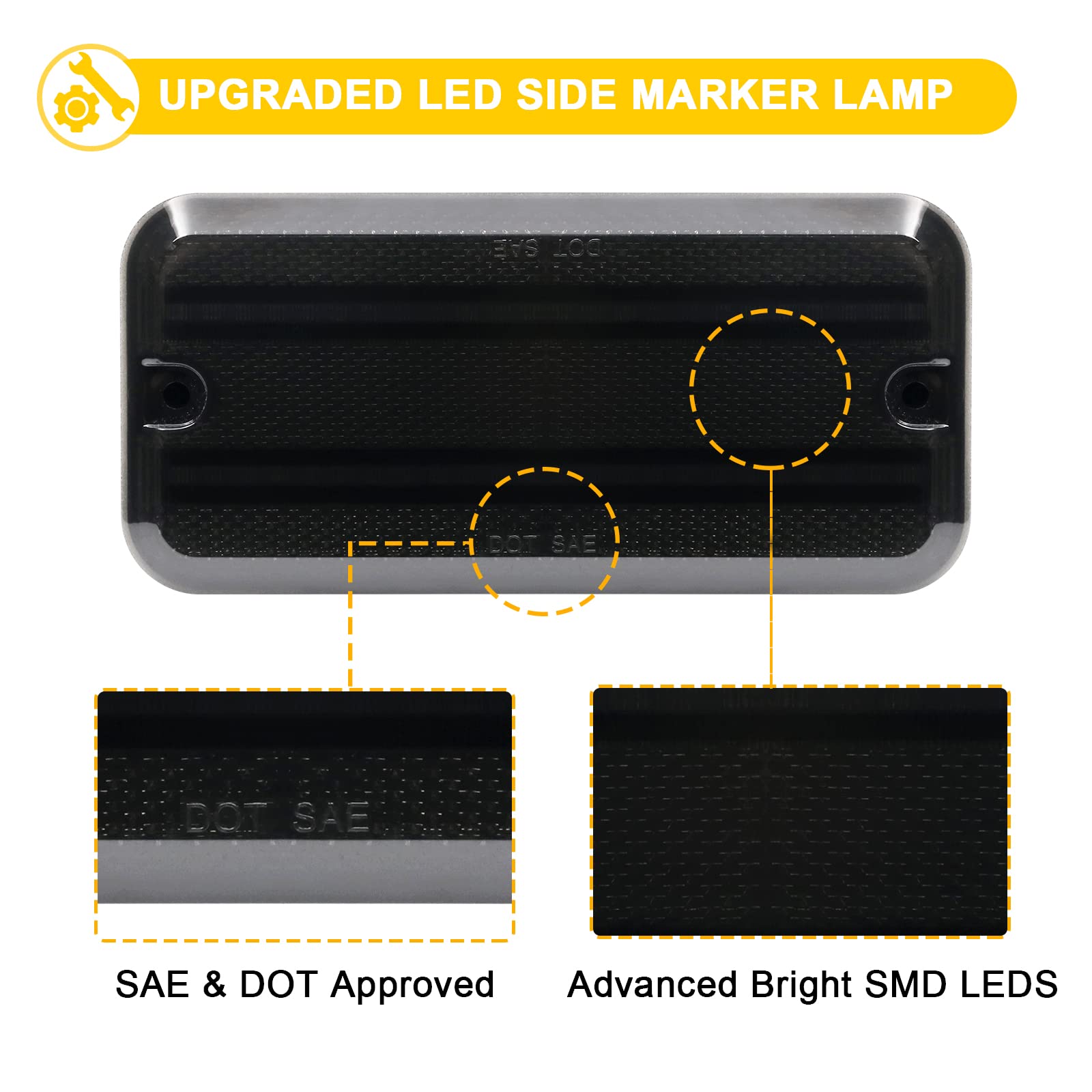 R&F Auto Smoked Led Front Amber Rear Red Side Marker Lights Compatible With G1500 G2500 G3500 G10 G20 G30 (1985-1996)/ P20 P30 Step-Van P2500 P3500 Base Value Van (1985-1996) Bumper Sidemarker Lamps