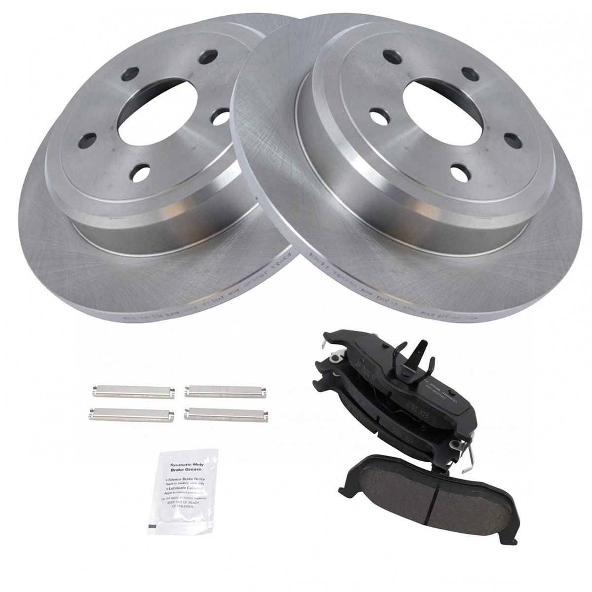TRQ Rear Brake Pad & Rotor Kit Brake Pads Brake Rotor Ceramic Compatible with 2006-2010 Jeep Commander 2005-2010 Grand Cherokee