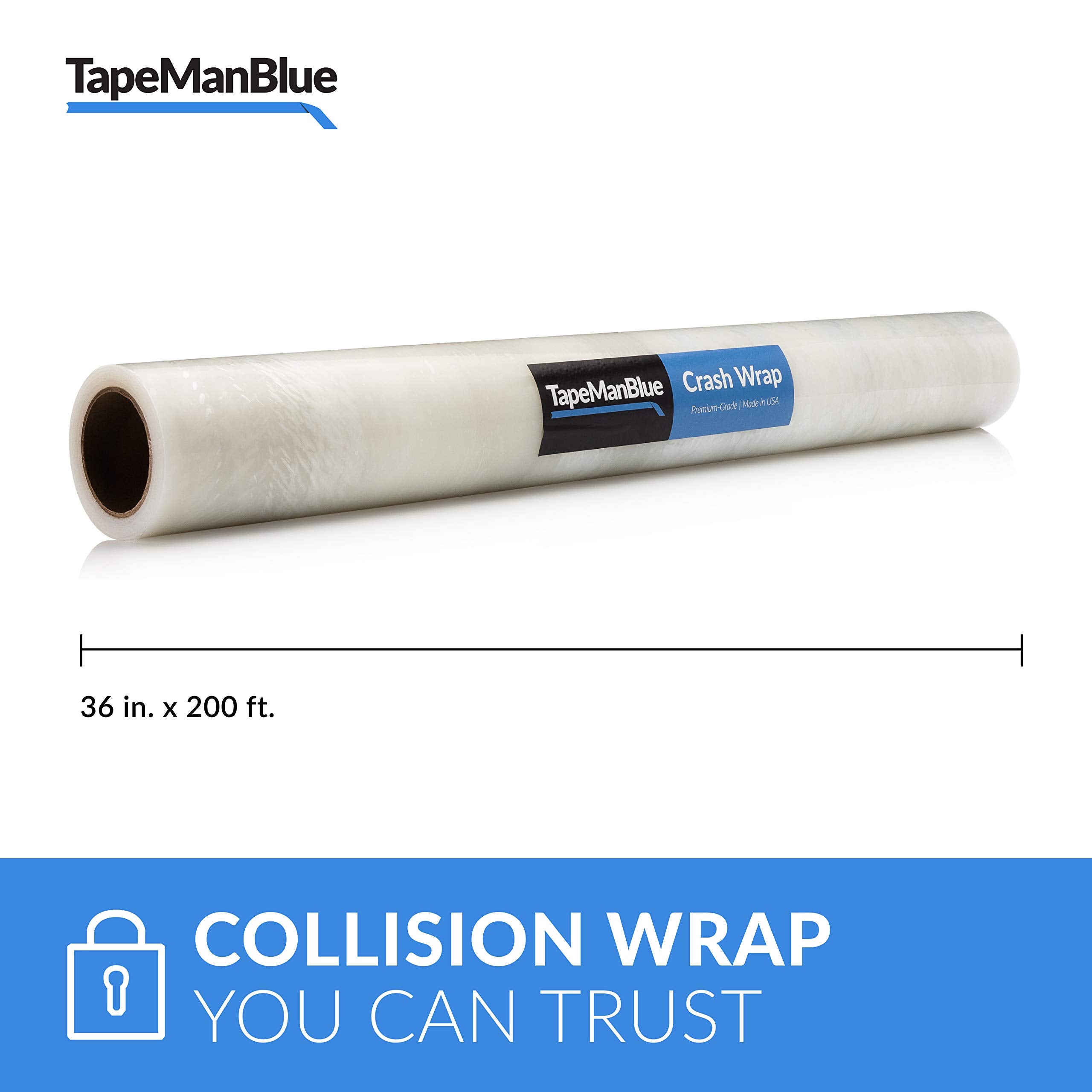 Tapemanblue Crash Wrap, 36 Inch X 200 Feet, Clear Collision Wrap For Cars