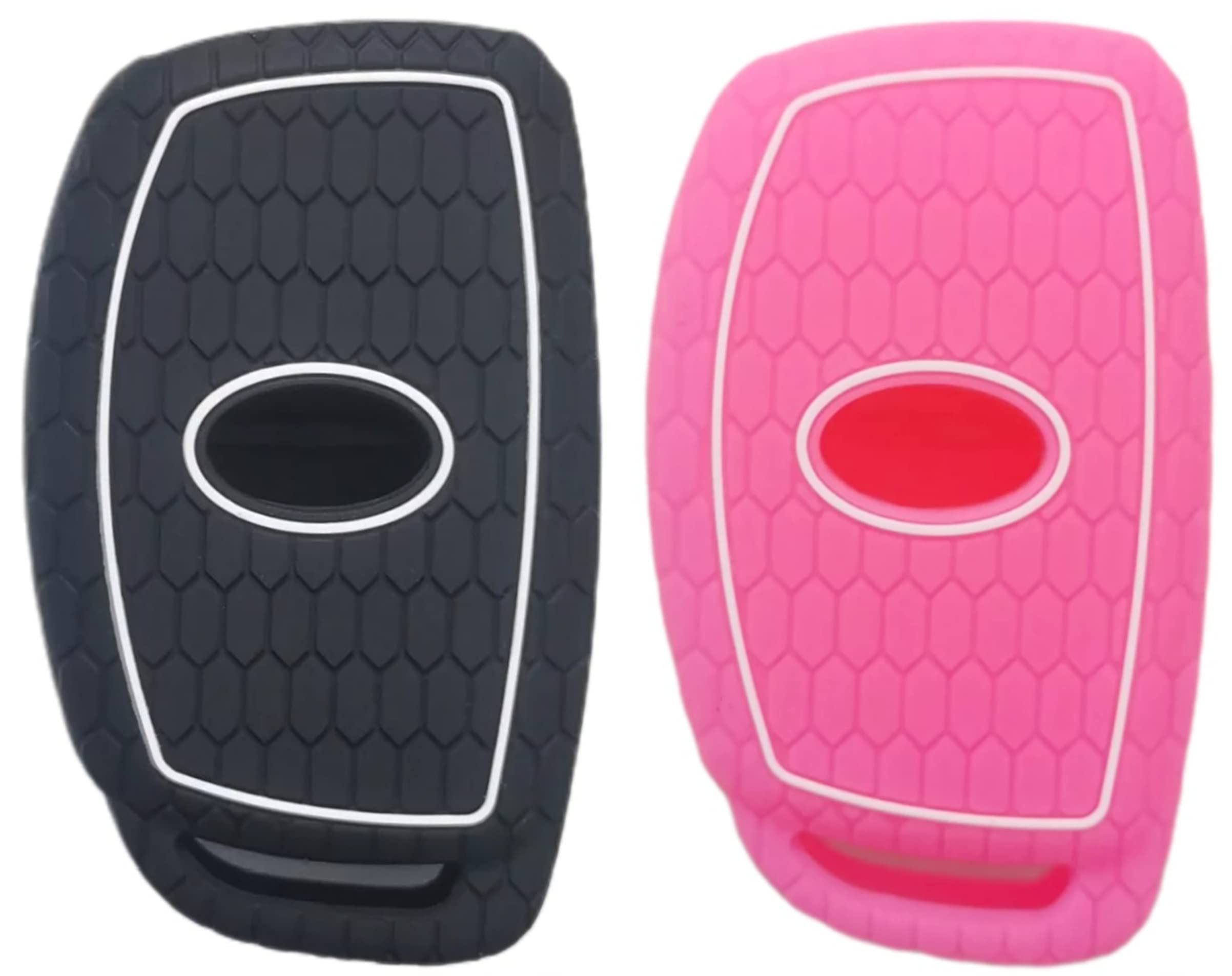 Reprotecting Silicone Rubber Key Fob Cover Compatible With 2016-2021 Hyundai Elantra Elantra Gt Ioniq Sonata Tucson Sy5Mdfna433«Not For Keys With Eject/Fold Buttons»(4 Button Smart Key, Black Rose)