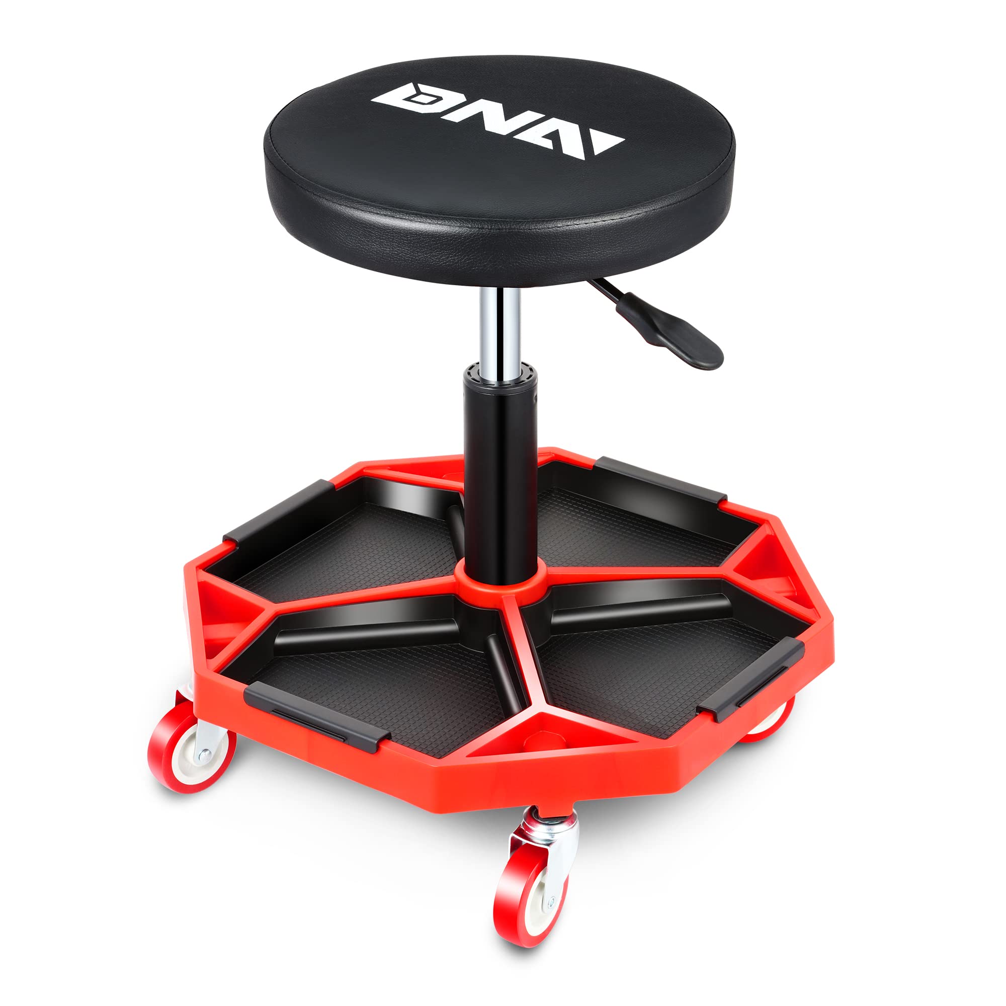 Dna Motoring Tools-00253 Adjustable Height Pneumatic Garage Seat Rolling Mechanic Stool With Tool Tray Storage,300Lbs Max Weight