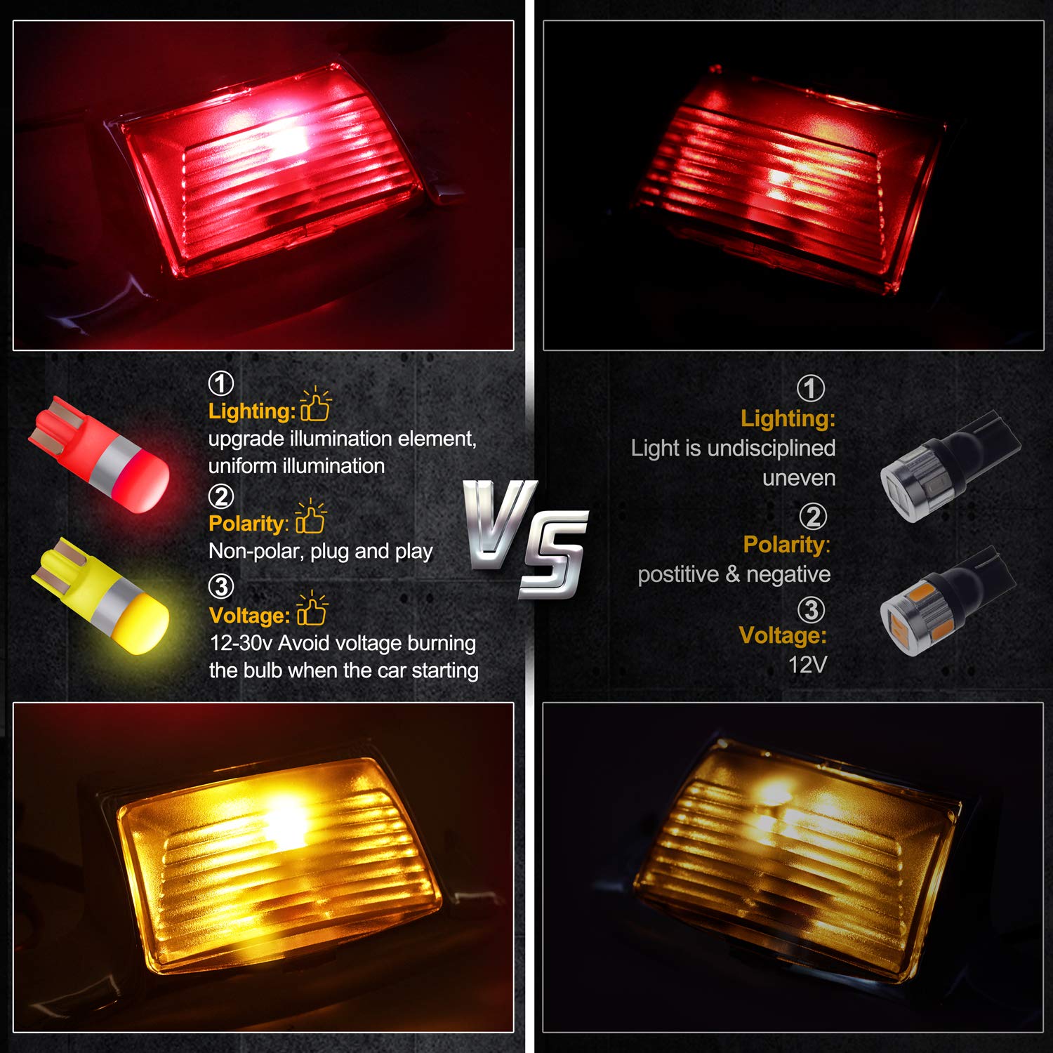 Nthreeauto Front Rear Chrome Fender Light Lens Fender Tips Mud Guards Covers W/Led Bulbs Compatible With Harley Electra Glide Ultra Classic Road King Softail Flhr Flstc Flhtc(Mirror Shell)