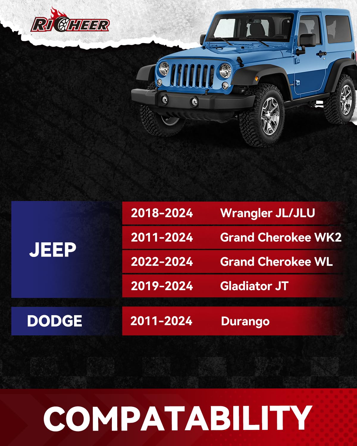 Richeer 1.5 Inch 5X5 Wheel Spacers For 2018-2024 Wrangler Jl, 2011-2024 Grand Cherokee Wk2 Wl, 2019-2024 Gladiator Jt, 2011-2023 Durango, 5X127Mm Forged Wheel Spacer With 14X1.5 Studs & 71.5Mm Bore