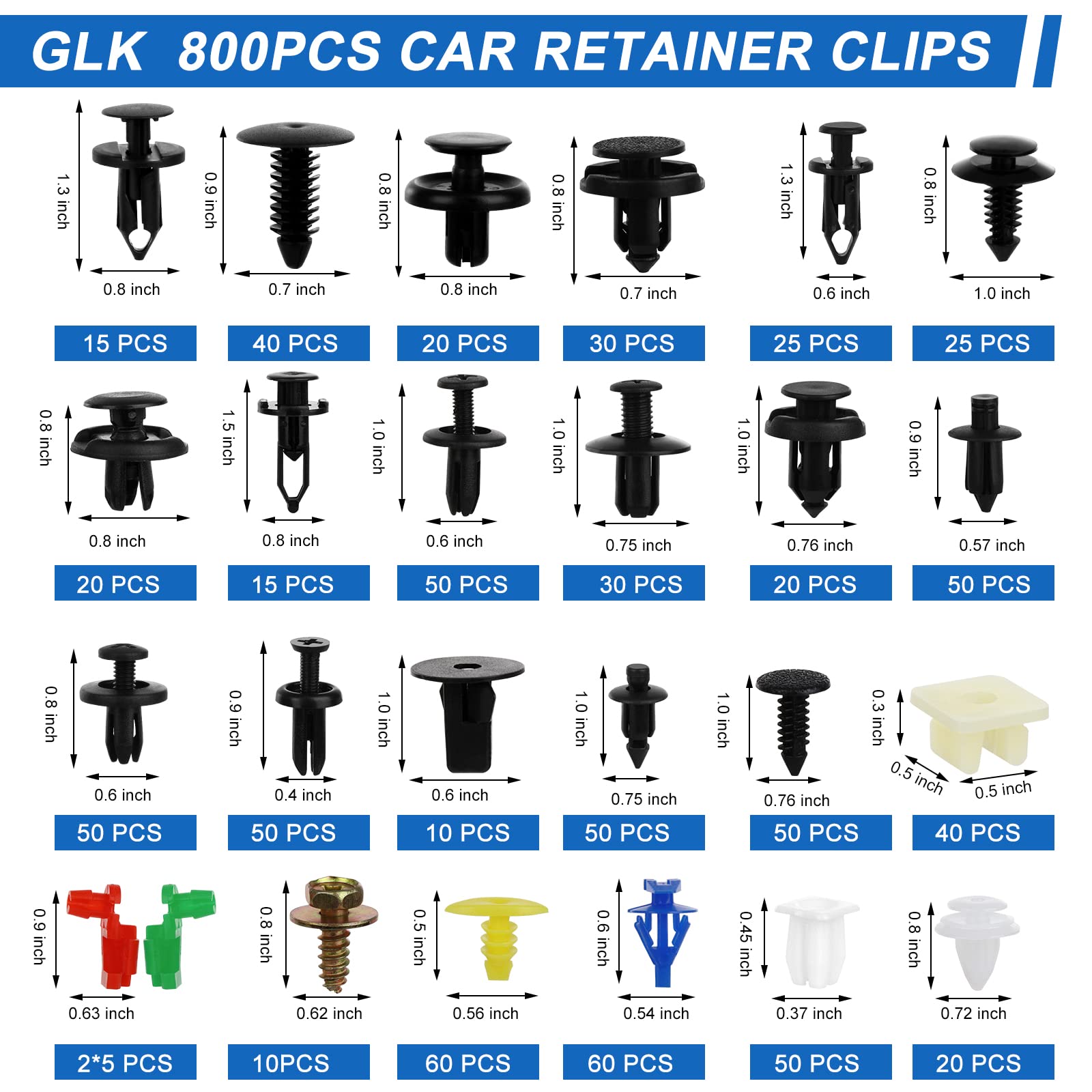 835 Pcs Car Push Retainer Clips And Plastic Fasteners Kit - 24 Sizes Nylon Bumper Fender Clips Plastic Rivets With Fasteners Removal Tool For Toyota Gm Ford Honda Acura Chrysler