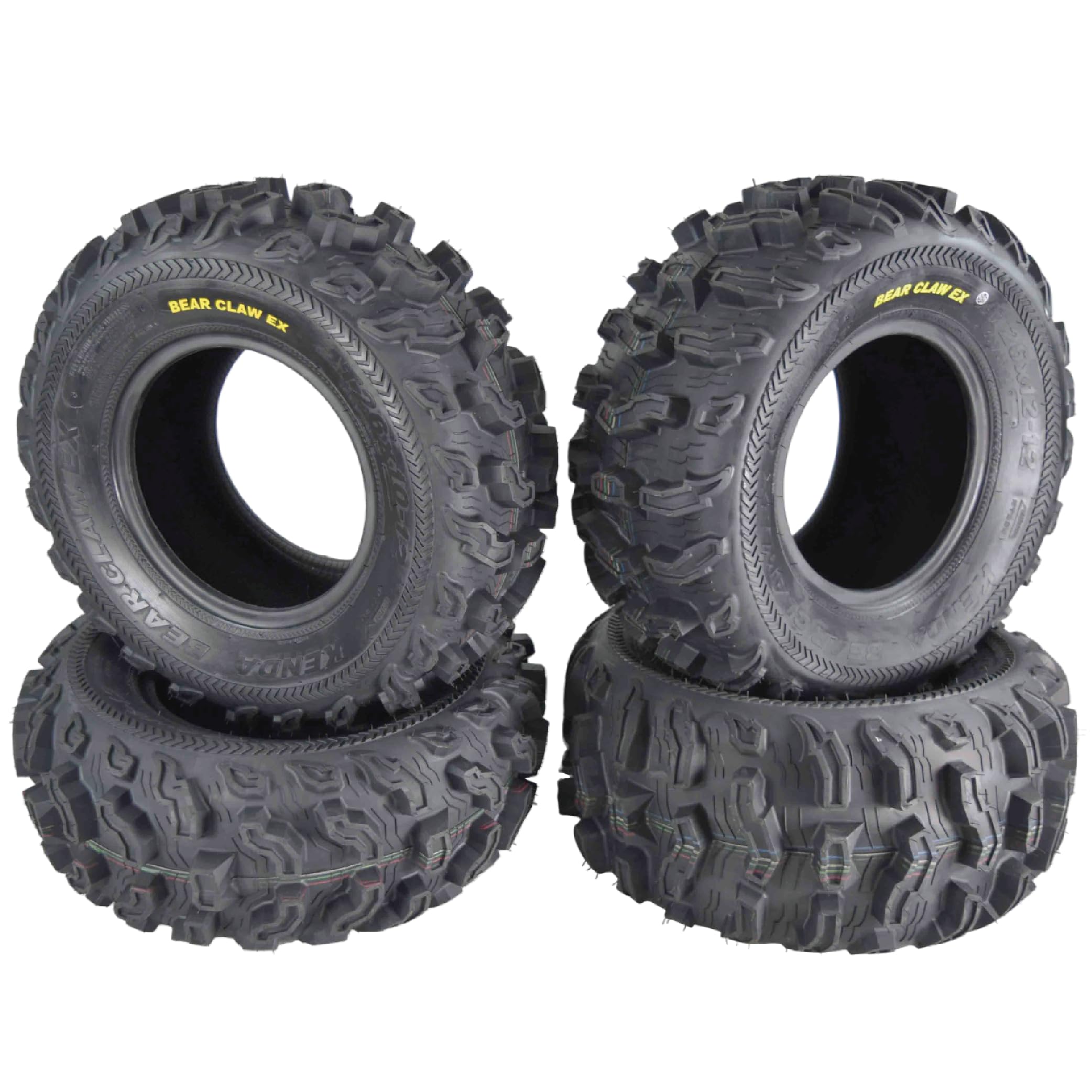 Kenda Bearclaw Ex K573-26X10-12 Front & 26X12-12 Rear Tires For All Terrain (Atv), Utv, And Side By Side (Sxs) Vehicles - 6-Ply