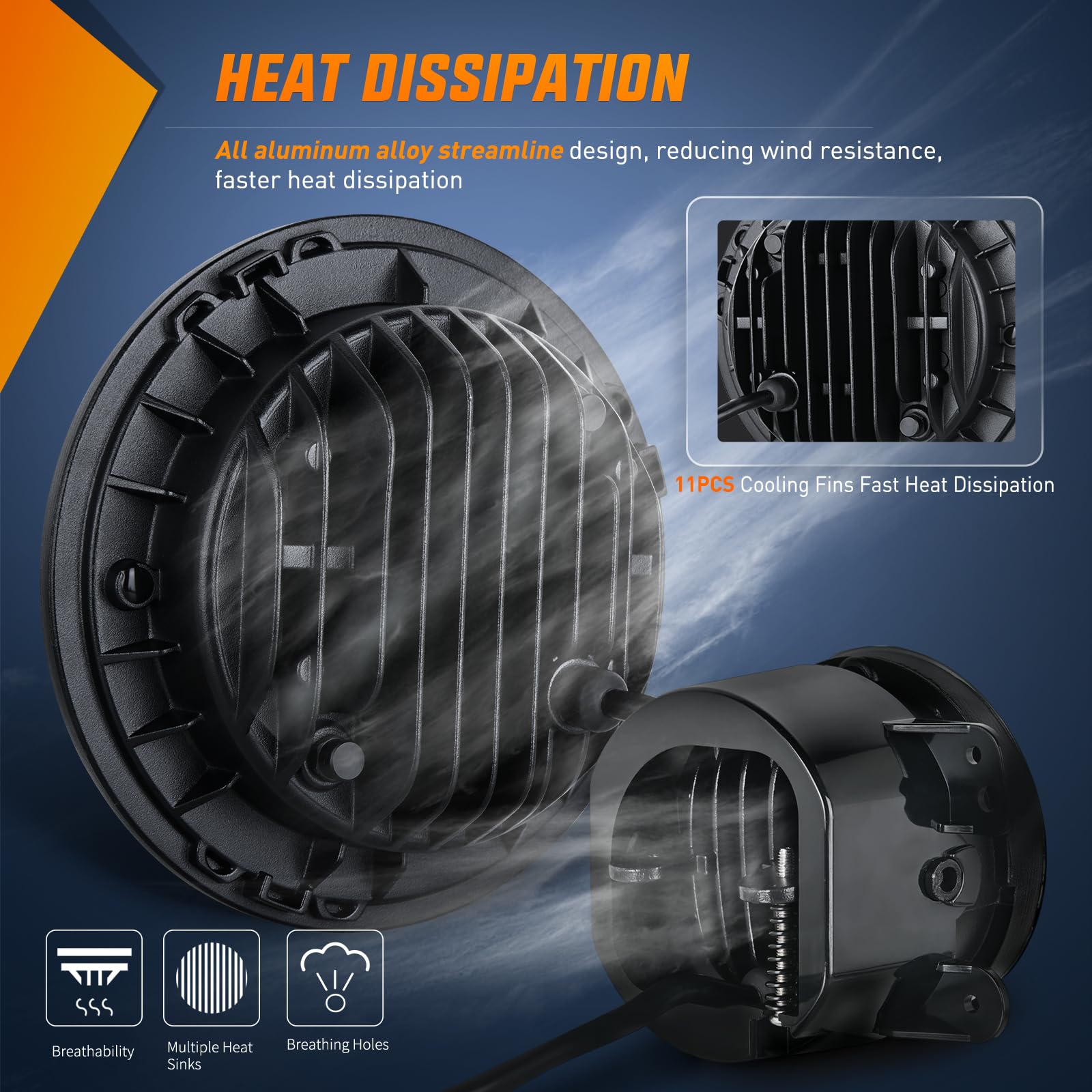 Nilight 7 Inch Rgb Led Headlight And 4 Inchs Fog Light W/Turn Signal App Remote Control Round Headlights Compatible With 2007 20