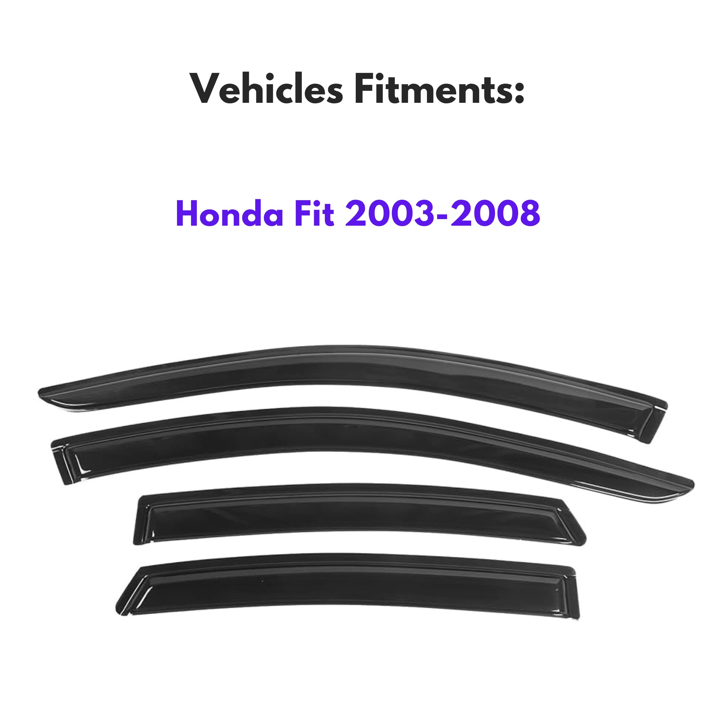 Immortal Group IG Window Visor for Honda Fit 2007-2008, Black Acrylic Rain Guard Deflector, Mugen Style, Extra Durable