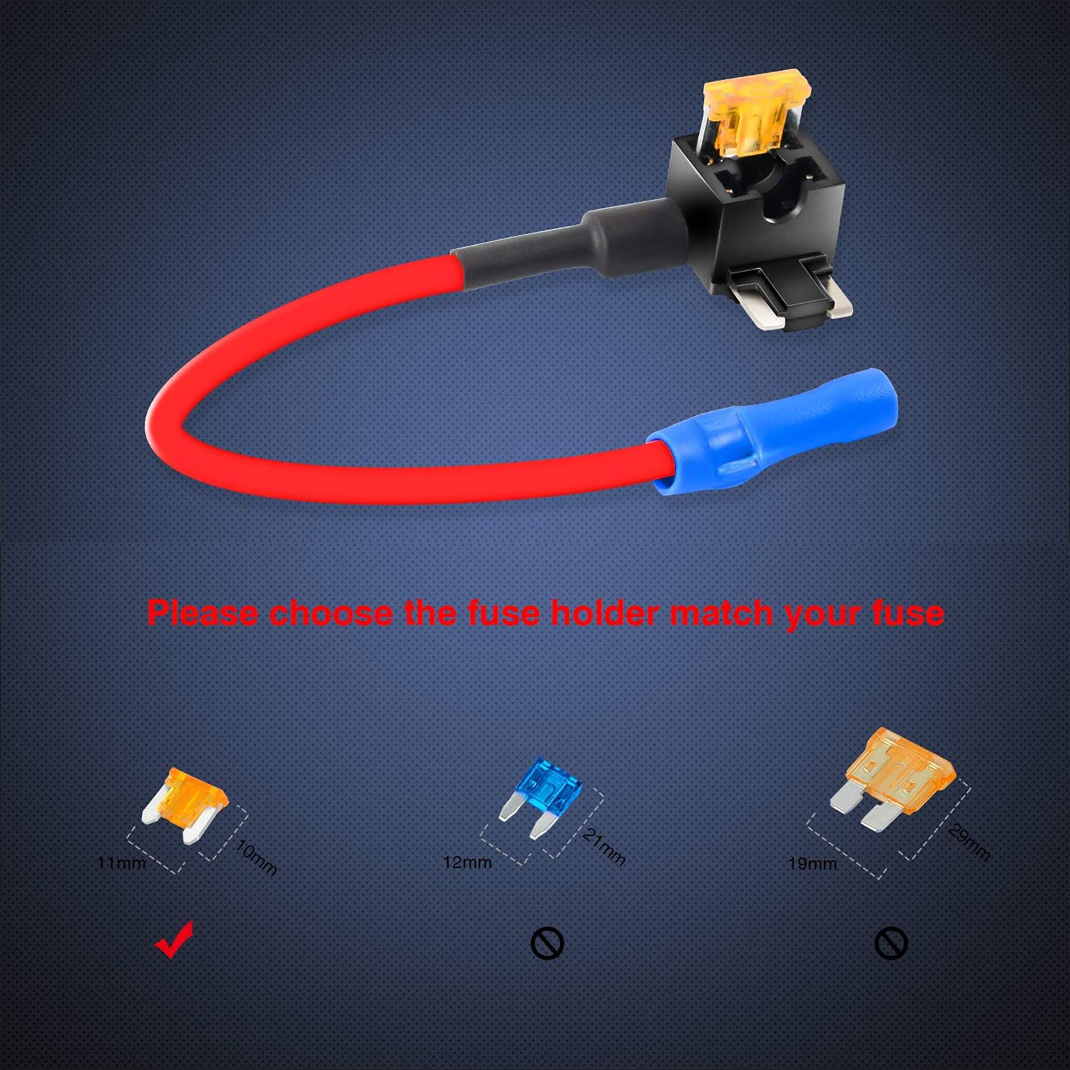 Unifizz 10 Pack 12V 50038R Car Add-a-Circuit Fuse TAP Adapter with 5 Amp Low Profile Mini Blade Fuse Set for Cars Boats Trucks,B