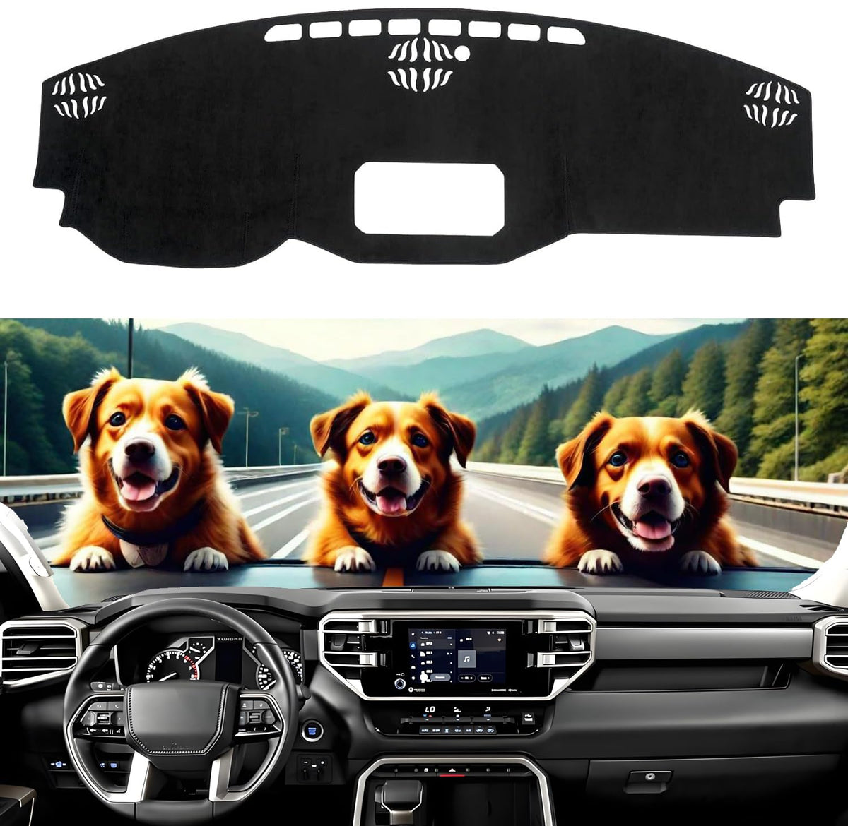 Dashboard Cover Mat for to-yota Tundra 2022 2023 2024 Accessories Dash Cover Dash Mat Sunshade Glare UV Rays Protector