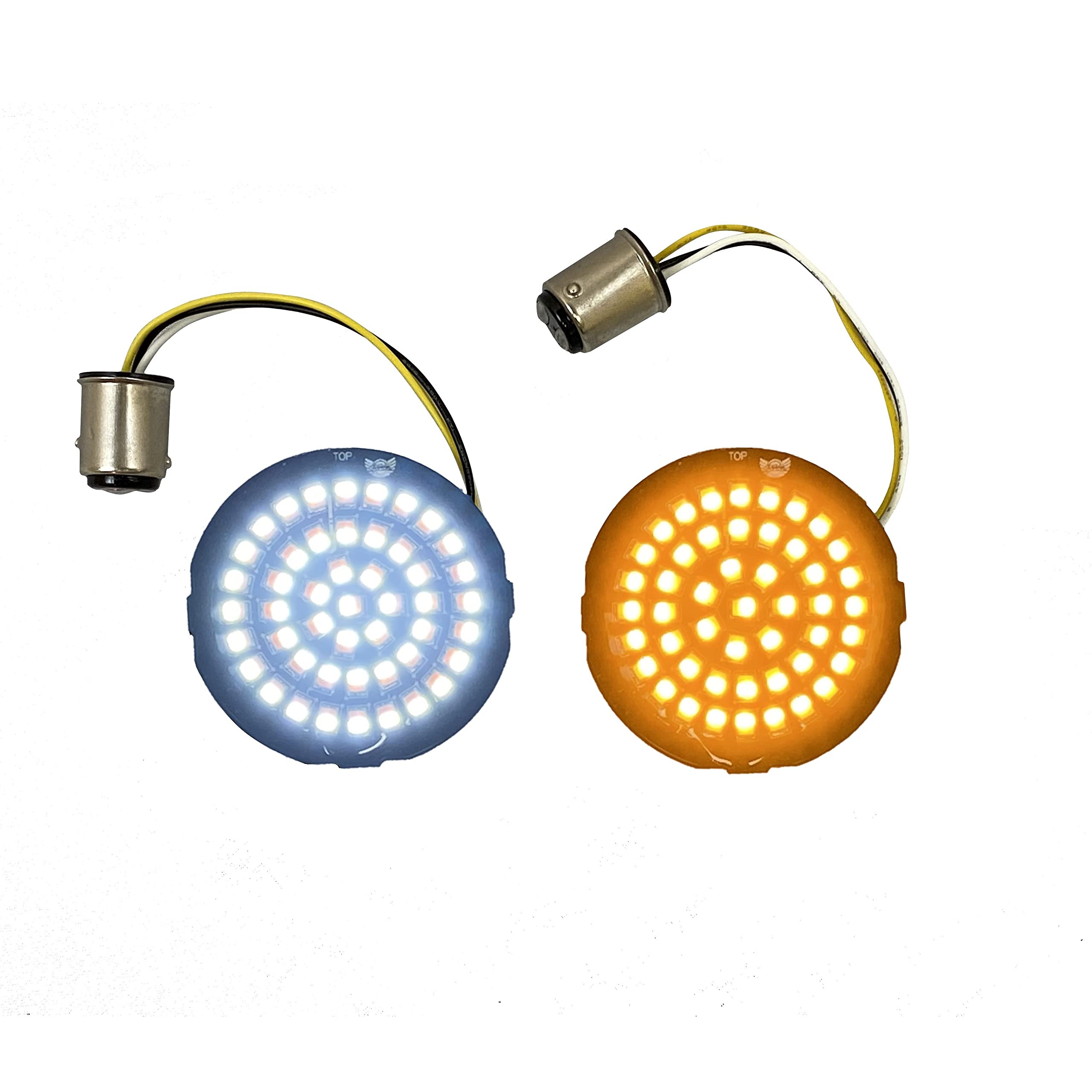 Custom Dynamics Set Of Genesis 4 Solid Amber/White (Halo Free) Bullet Style Led Motorcycle Turn Signal Inserts