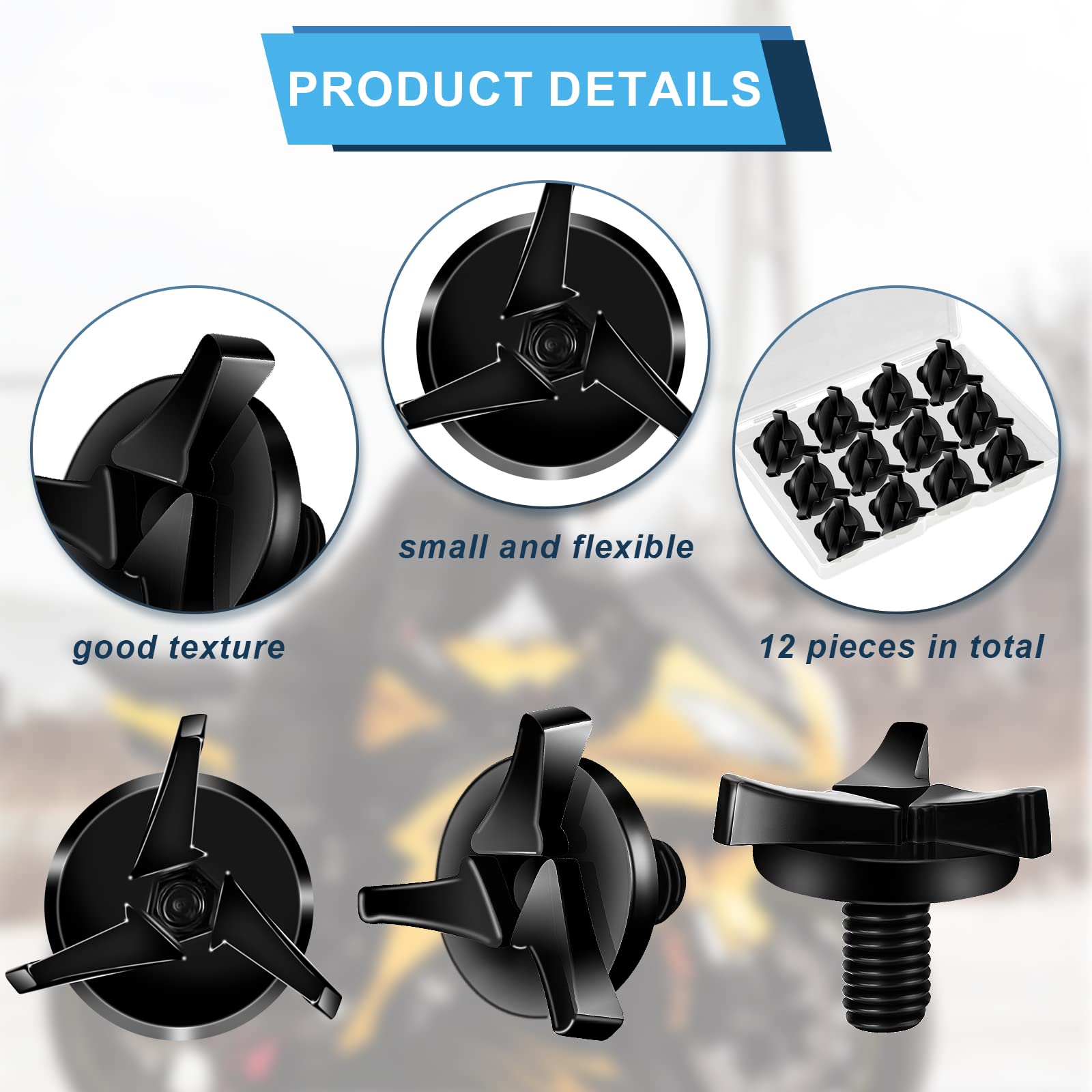 12Pcs Helmet Screws, Motorcycle Helmet Screws Motorcycle Helmet Visor Screws Motorcycle Helmet Accessories (Black)