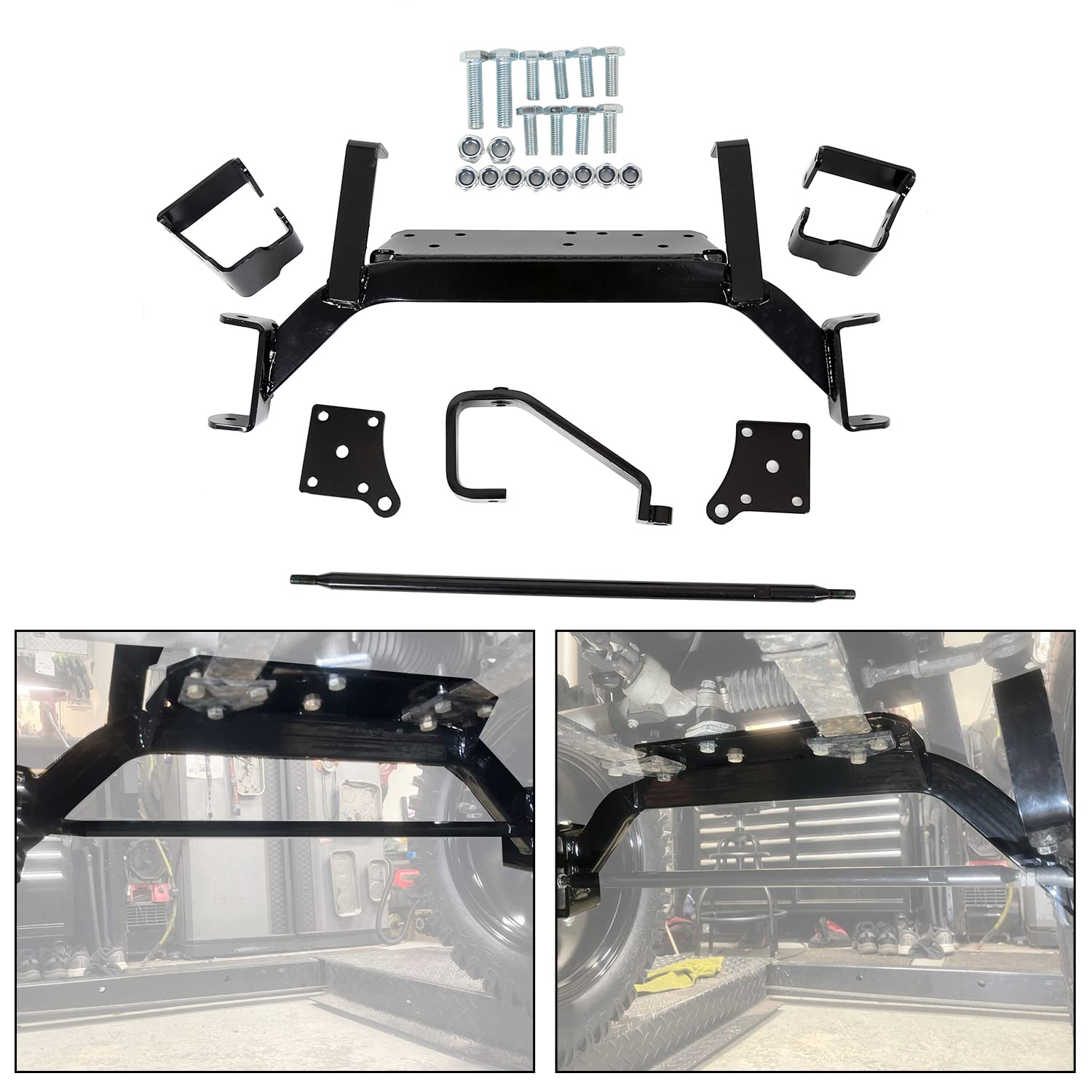 Ecotric 6' Drop Axle Lift Kits Compatible With 2001.5-2020 Ezgo Golf Cart Electric Txt Model, Drop Axle Raise Suspension Kit Up To 23' Tires Front Black