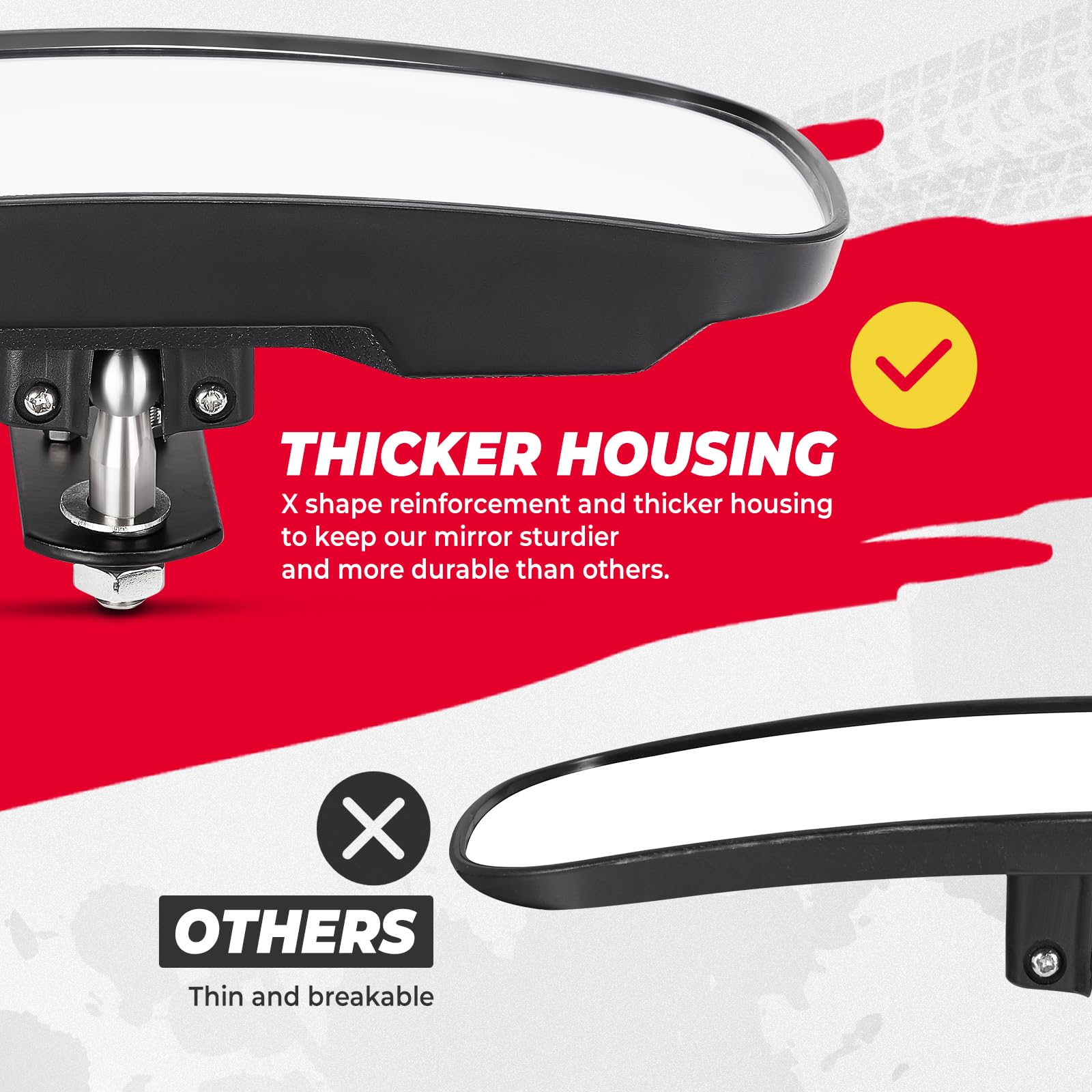 Kemimoto Utv Rear View Mirror Compatible With Polaris Ranger 500 570 900 Xp 1000 Xp/Crew 2017-2025 With Factory Drop Down Mounti