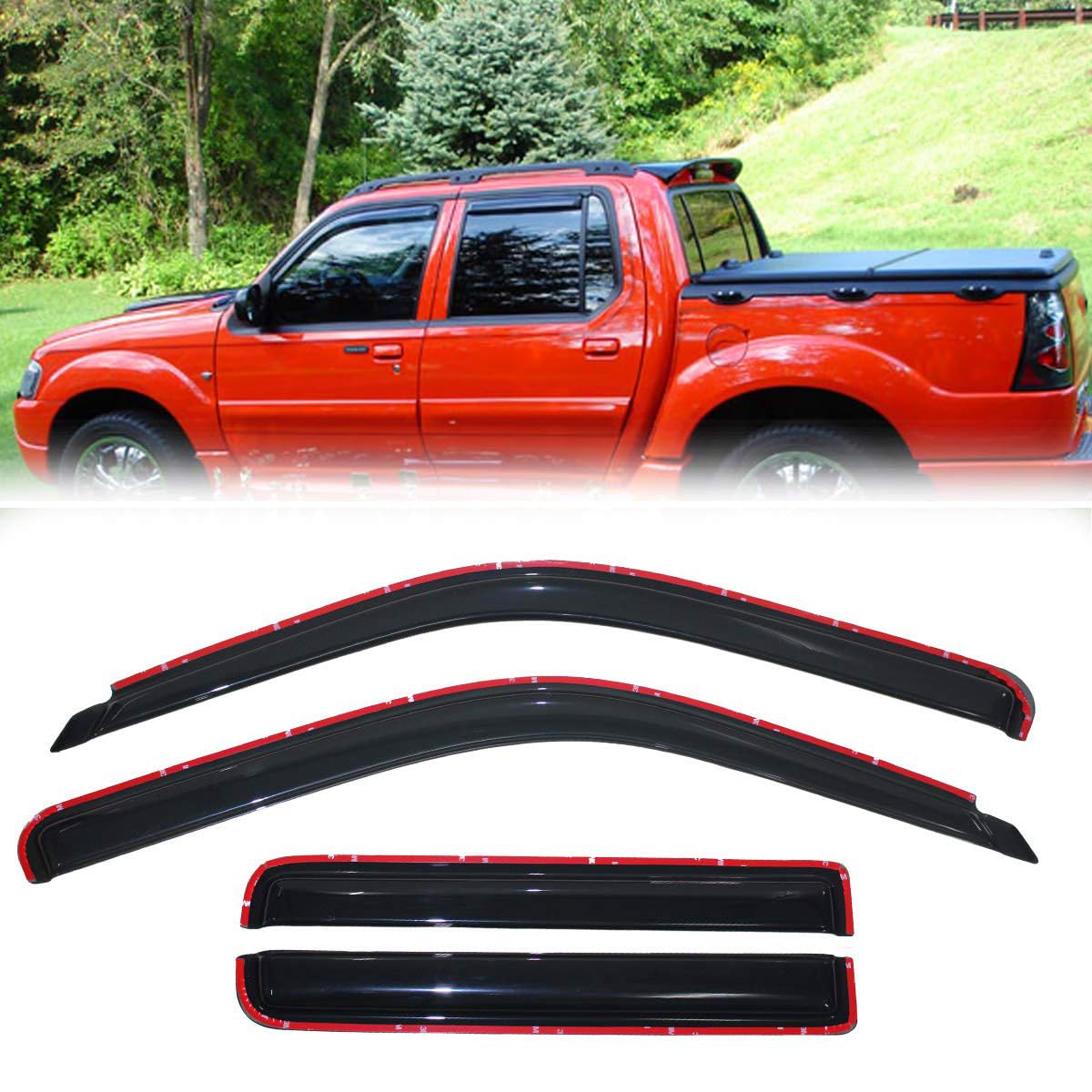4Pcs Original Shatterproof In-Channel Style Window Rain Guards Shield Side Wind Deflectors Dark Smoke Vent Window Visor For 2001