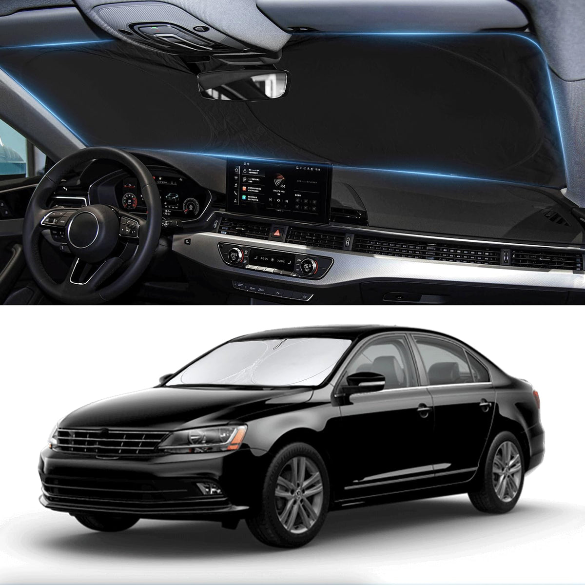 Custom Fit Passat Windshield Sunshade for 2012-2022 Volkswagen VW Passat Accessories Front Window Shield 210T Silver Coating Cov