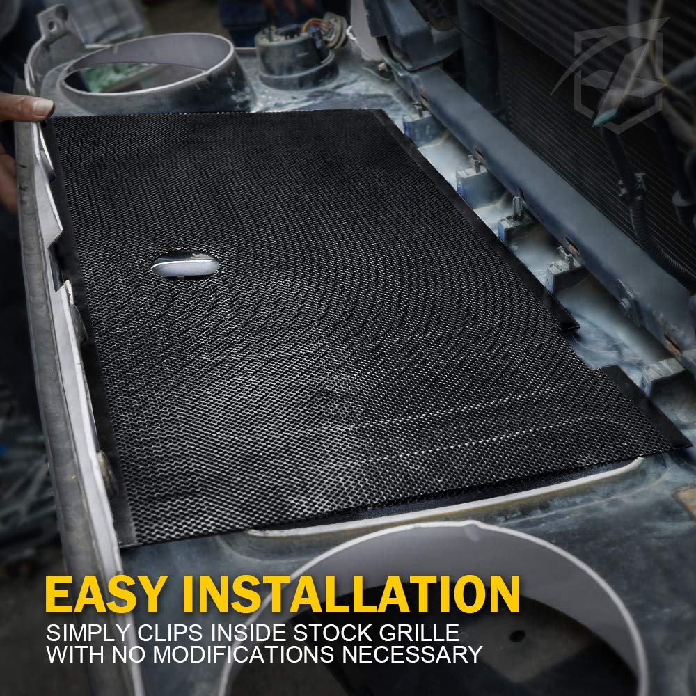 Xprite Aluminum Alloy Mesh Grill Insert With Hood Lock Hole & Firefighter Red Stripe, Compatible With 2007-2018 Jeep Wrangler Jk