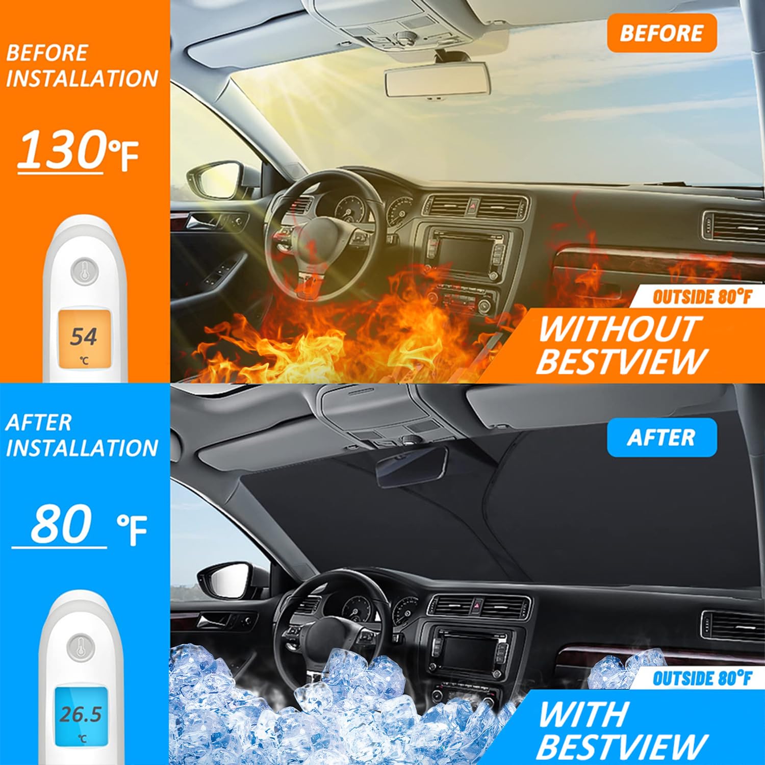 Bestview Windshield Sun Shade for 2022-2025 Jeep Grand Cherokee Accessories,Custom Fit Front Window Sunshade Sun Visor Protector