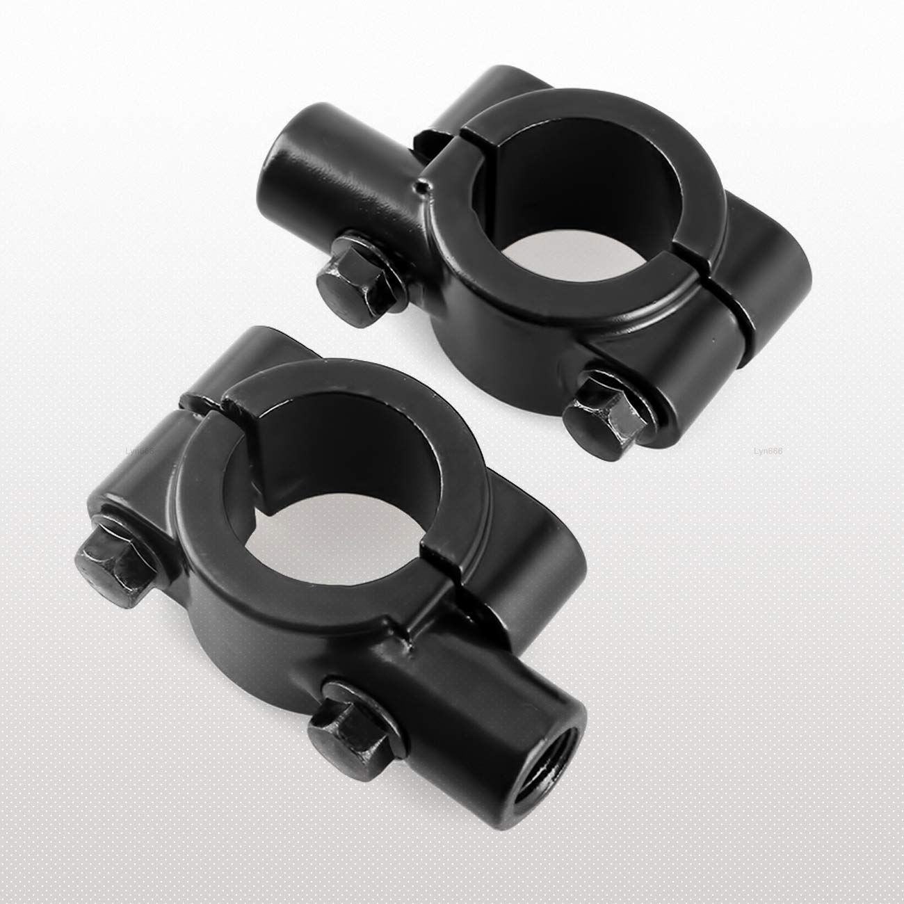 Lyn666 Motorcycle 7/8'' Handlebar Mirror Mount Holder Clamp Adaptor 10Mm Thread For Motorcycles Atv Scooter Black(Pack Of 2)