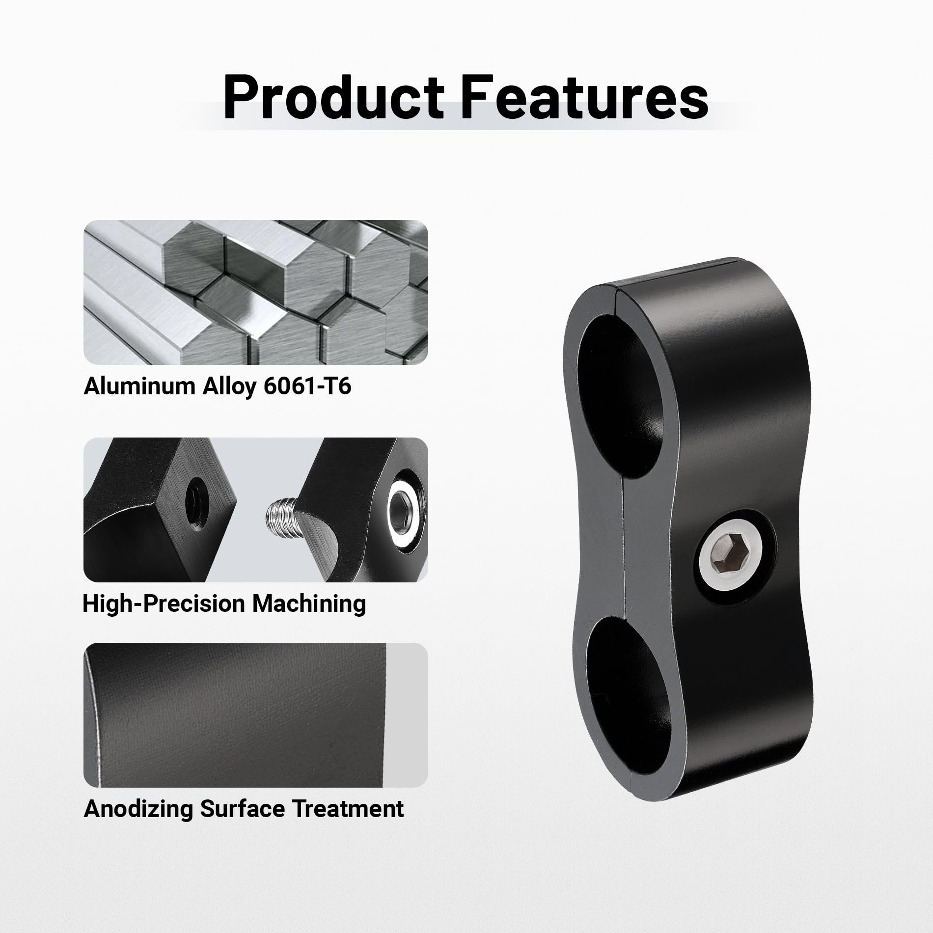 EVIL ENERGY Hose Separator Clamp,Fuel Line Mounting Clamp Aluminum Black (6, AN6)